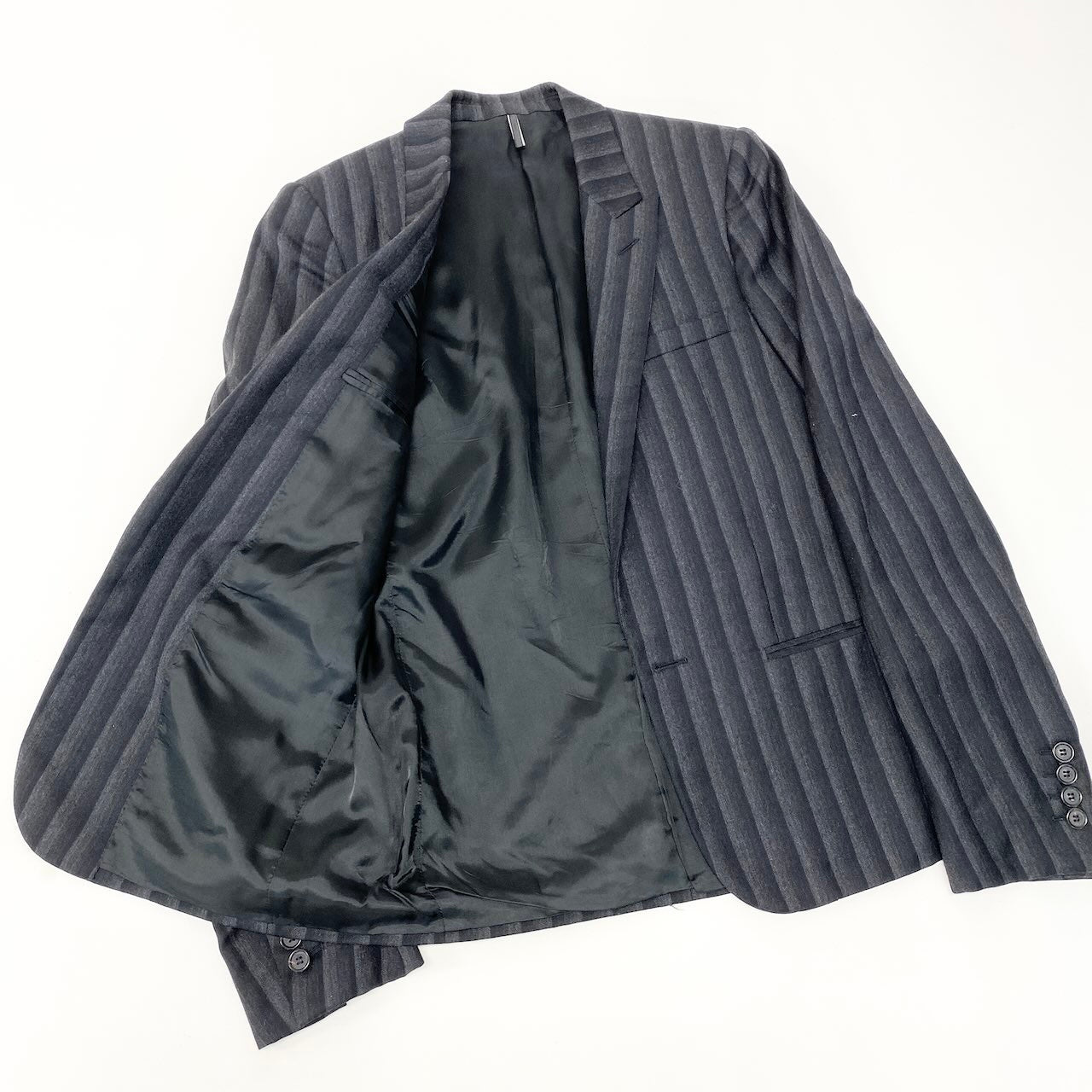 13f15 Dior HOMME ディオール オム 2004年AW エディ期 グラデーションストライプ テーラードジャケット サイズ46 ブラック グレー ウール100％ メンズ 紳士服u02t