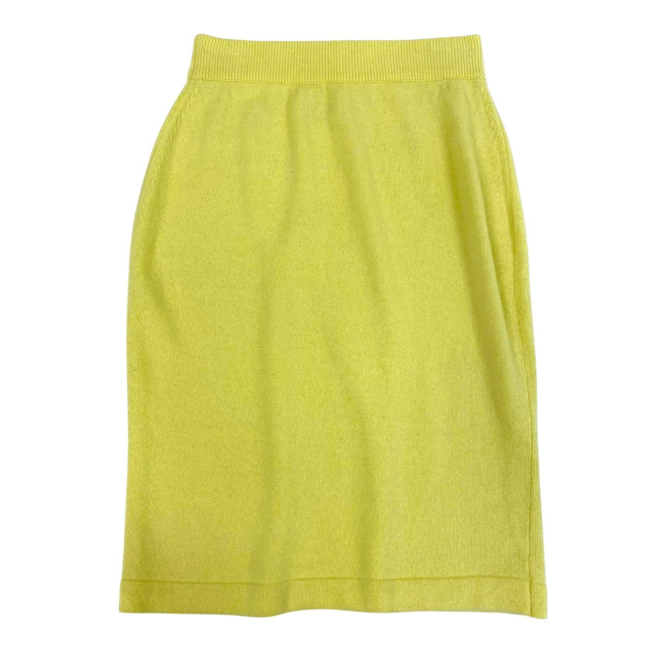 Cc6 90’s Vintage CHANEL ヴィンテージ シャネル カシミヤ100％ ニットスカート カシミヤスカート サイズL イエロー系 カシミヤ100 レディース スカートk02i