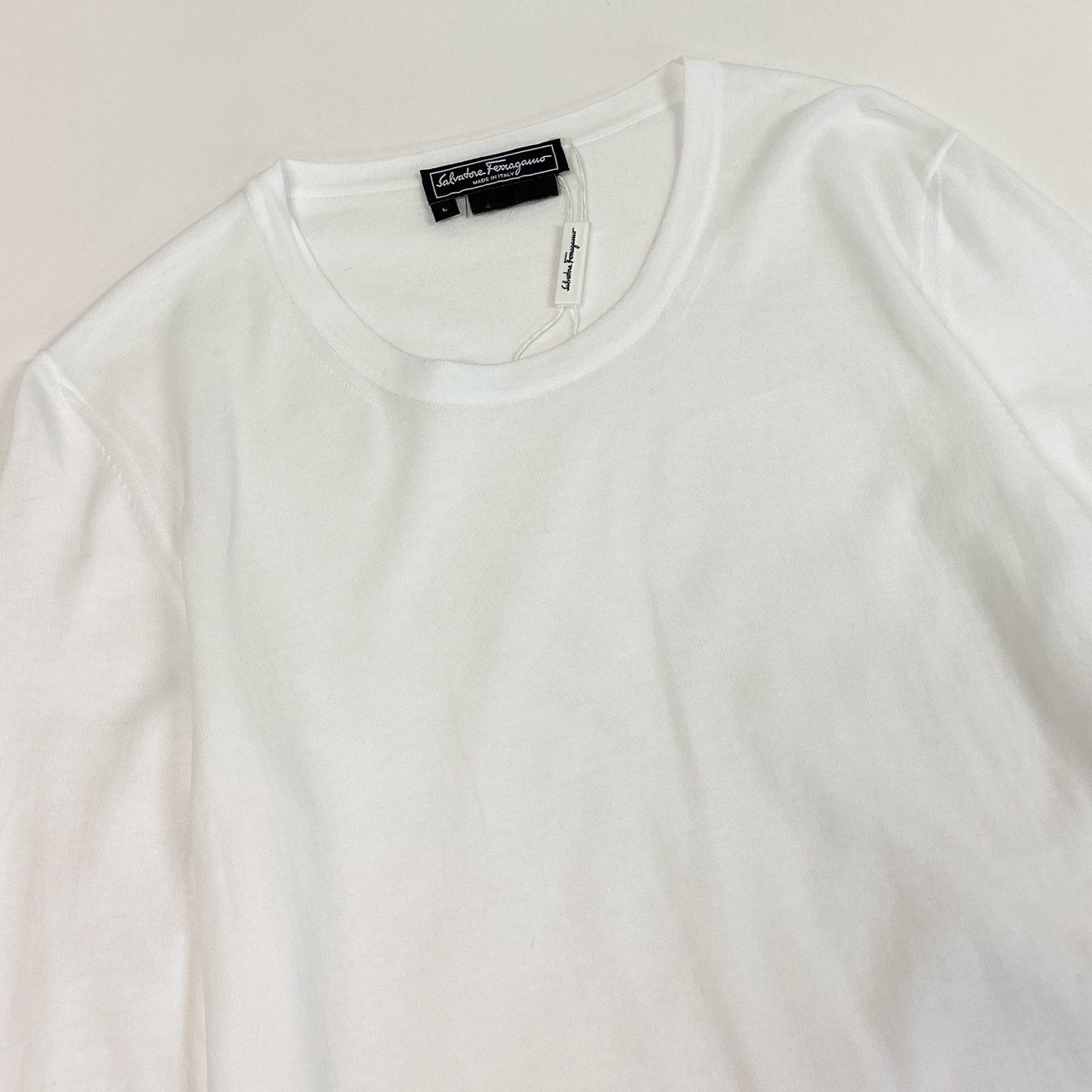 Ec2 《美品》 Salvatore Ferragamo サルヴァトーレフェラガモ ヴァラリボン ハイゲージ ニット セーター トップス L ホワイト レディースu02t