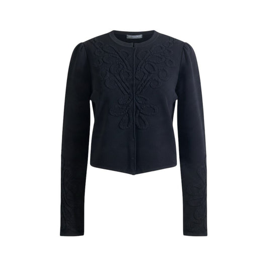 34j26 ALEXANDER MCQUEEN アレキサンダーマックイーン ロングスリーブ カーディガン ニットジャケット サイズXXS ブラック レディースu02t