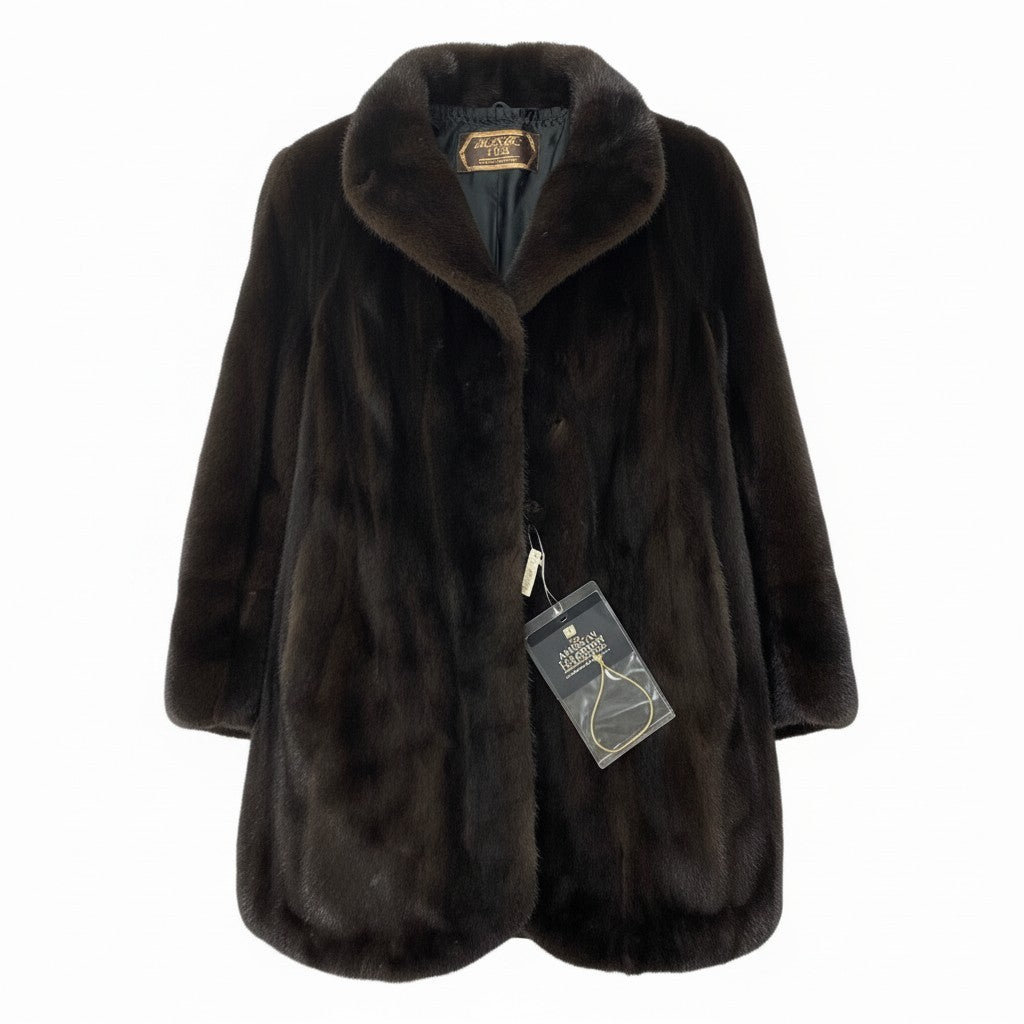 25c14 《5つ星》 AMERICAN FUR AWARDS アメリカンファーアワード デミバフミンク ロングコート サイズF ブラウン 最高級本毛皮 Mink Fur Long Coat タグ付t18r