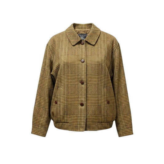 7f18 Burberrys バーバリーズ ウールジャケット ブルゾン チェック柄 11サイズ グリーン系 ウール100％ レディース 女性用u02t