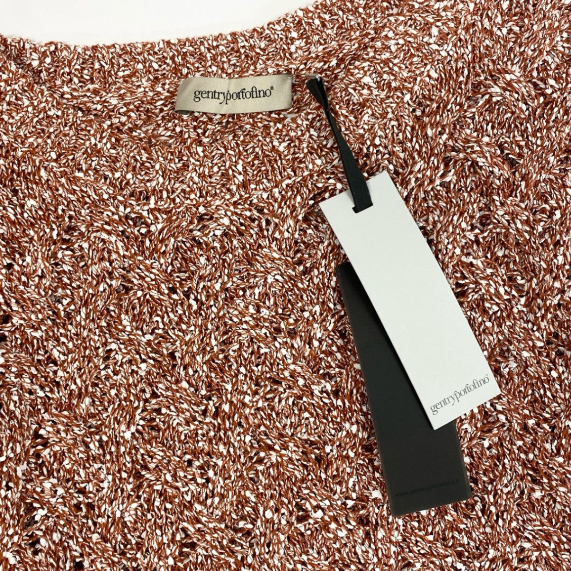 1j27《未使用保管品》 gentry portofino ジェントリーポルトフィーノ ニットセーター  ローゲージニット トップス S2GD616DE 38サイズ オレンジ ホワイト レディースu02t