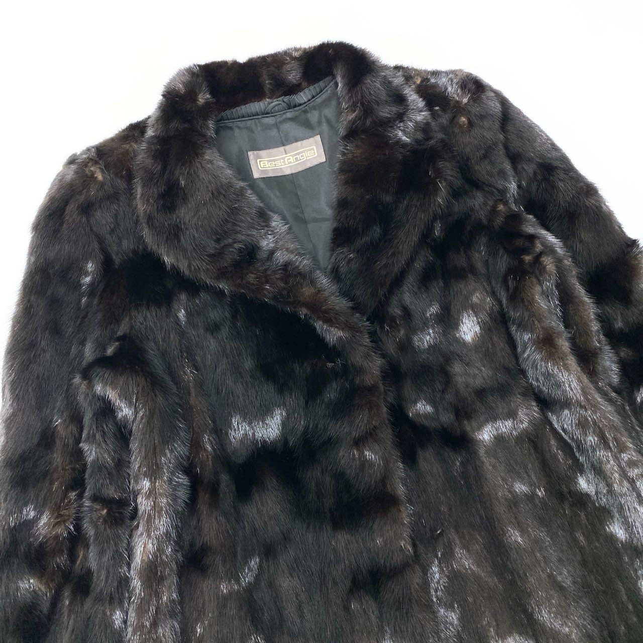 25c14 《タグ付》 Best Angle ダークミンク ファーコート サイズ9 ブラックブラウン 本毛皮 Dark Mink Fur Coatt18r