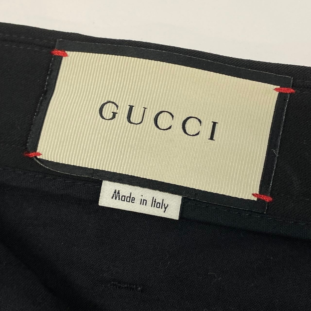 24e14 GUCCI グッチ ギャバジン ストレッチパンツ サイドロゴライン ボトム イタリア製 48サイズ ブラック メンズ 男性用u02t