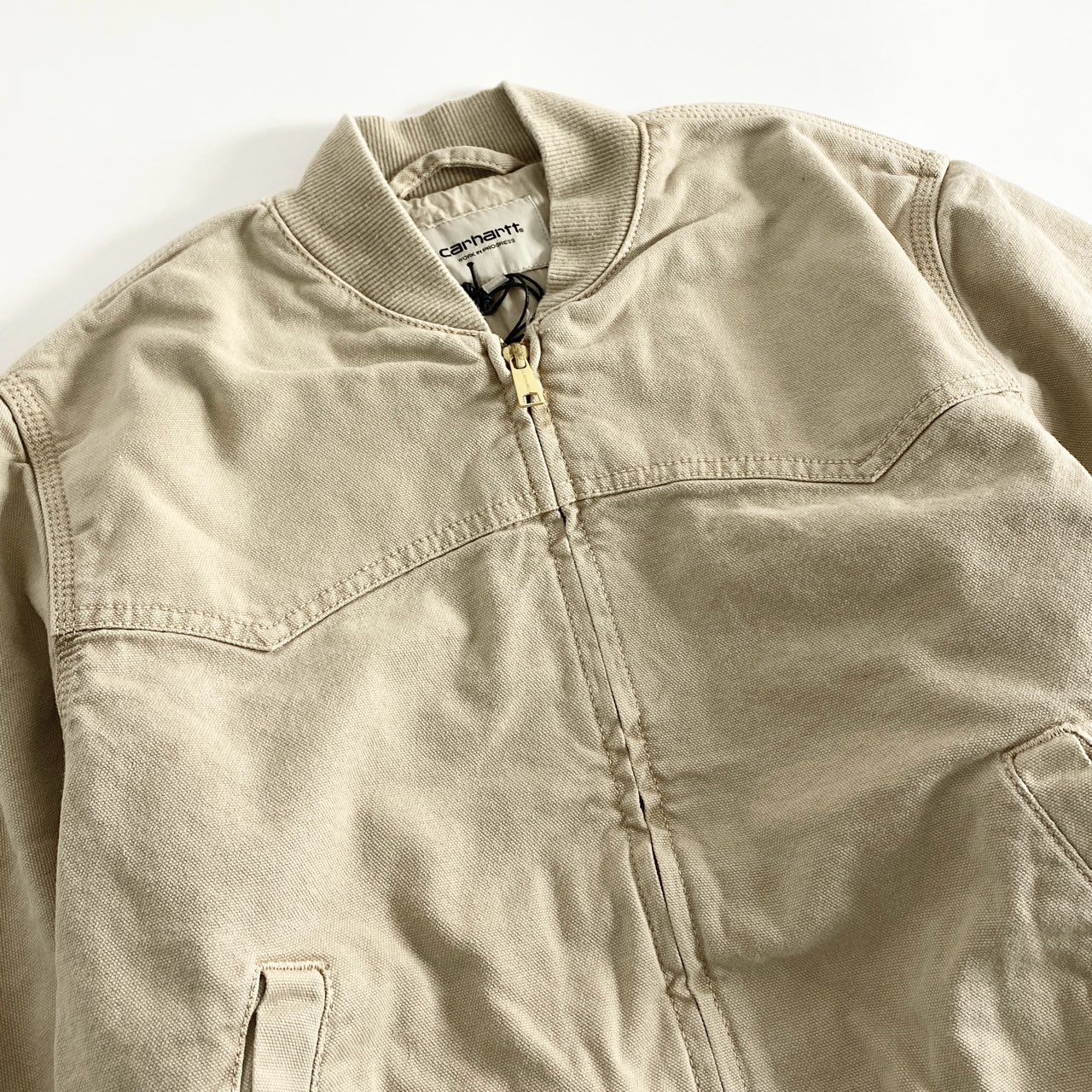 61e12 《未使用保管品》 タグ付 Carhartt WIP カーハート ダブルアイピ― SANTA FE BOMBER サンタフェボンバー ジャケット ブルゾン I030284 Sサイズ ベージュ コットン