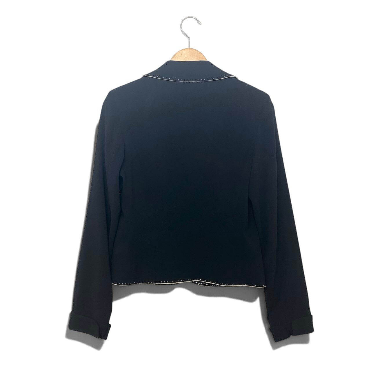 1h28 MaxMara マックスマーラ ステッチデザイン テーラードジャケット サイズ38 ネイビー レディース 女性用u02t