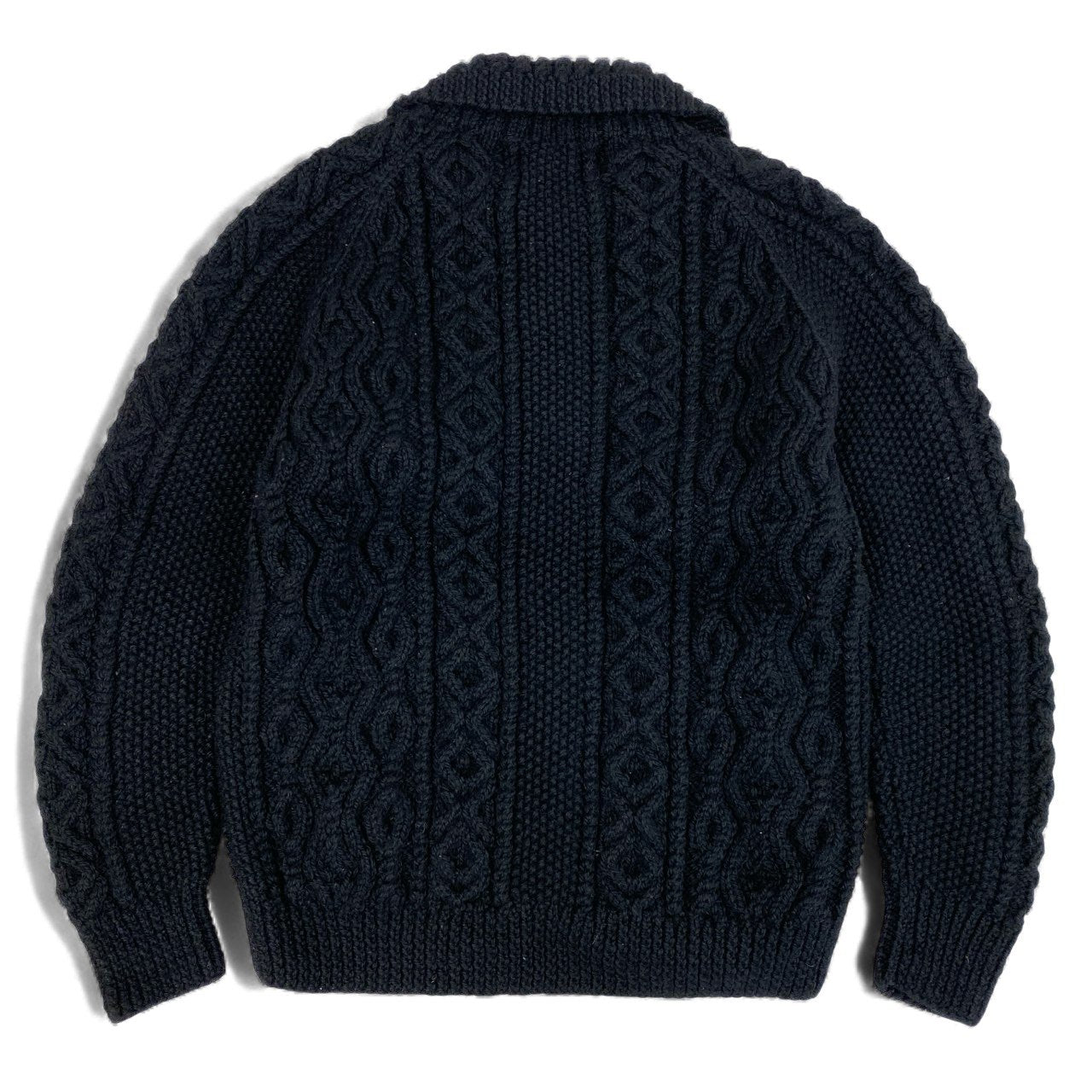 54L5 INVERALLAN インバーアラン スコットランド製 3A ランバーカーディガン ブラック ウール ニットジャケット アメカジt18r