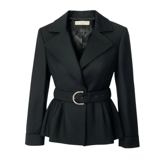 53c10 STELLA McCARTNEY ステラマッカートニー 2005 アーカイブ ウエストシェイプ ベルテッドジャケット ショートコート 40 ブラック ウールu02t