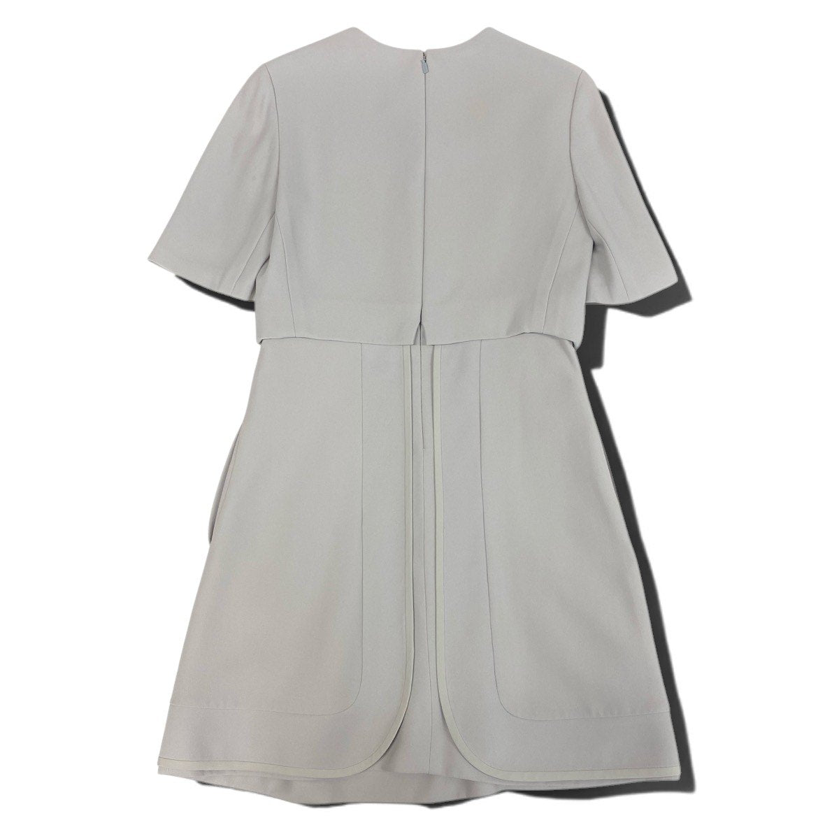 h17 【美品】Chloé 半袖ワンピース 切替デザイン 34サイズ ライトグレー レディース 女性用k02i