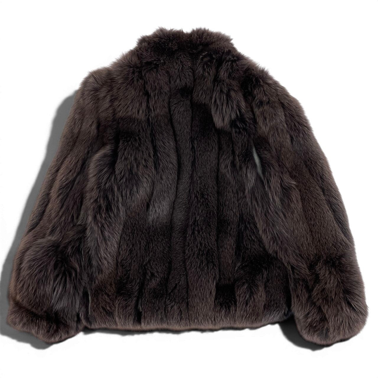 47e13 Rambulton 染め フォックス 肉厚ファーコート サイズM パープルグレー 本毛皮 Dyed Fox Fur Coatt18r