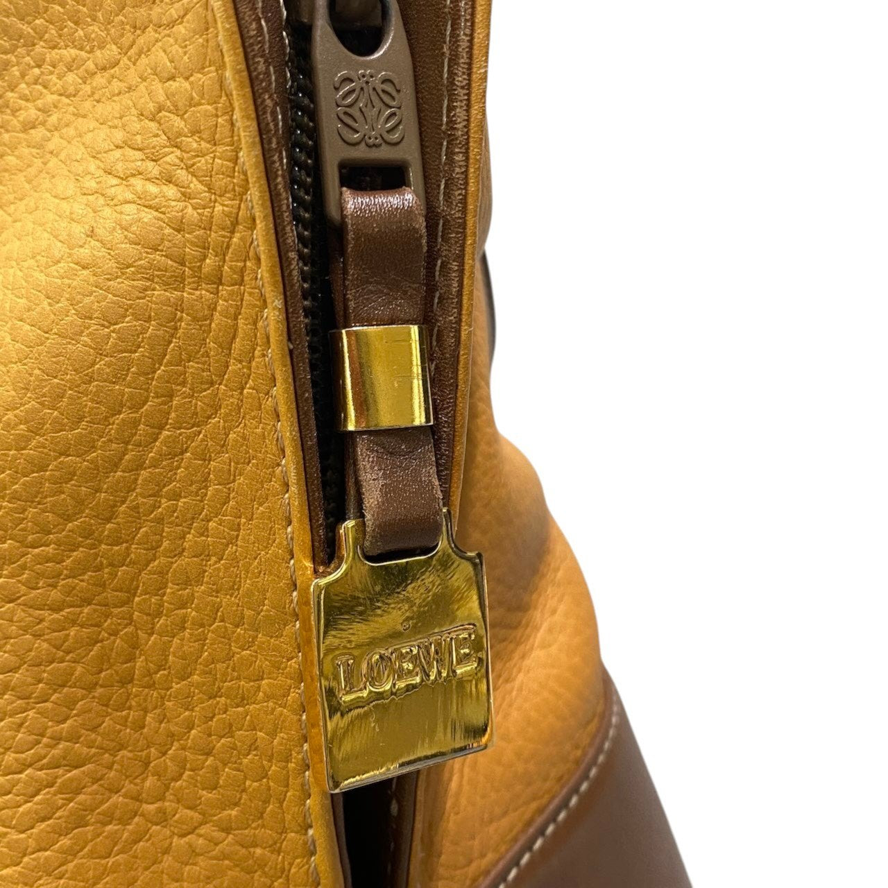 h29 LOEWE アナグラムロゴ ヴィンテージバッグ ハンドバッグ ブラウン ベージュ レザー レディース 女性用ta1