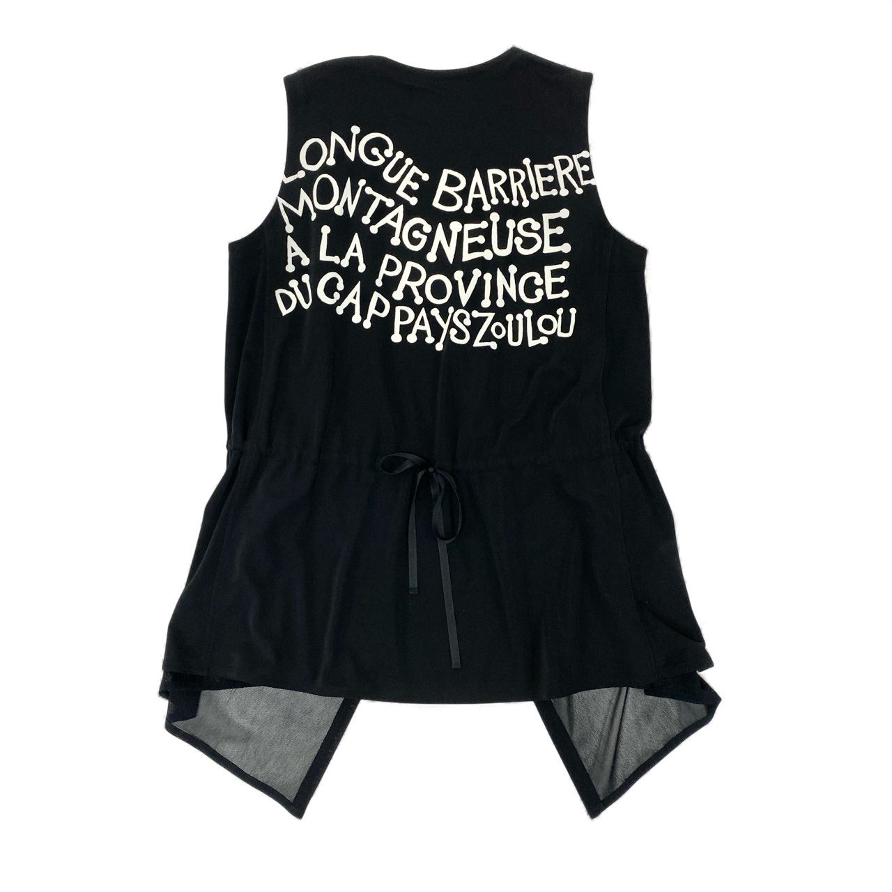 20Ⅼ2《美品》 TOKUKO 1er VOL トクコプルミエヴォル アシンメトリー ジレベスト バックプリント 伸縮ストレッチ レディース 女性用 9 ブラックu02t