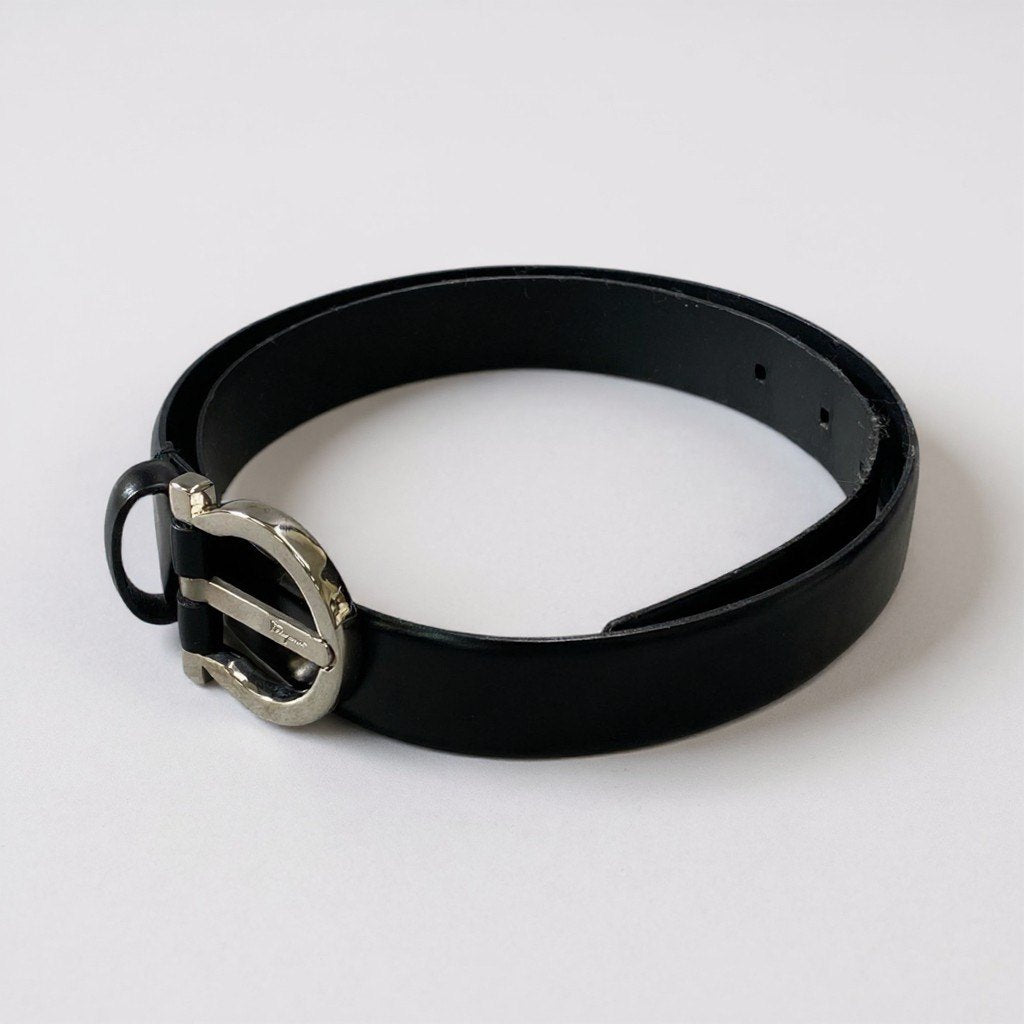 a6 Salvatore Ferragamo サルヴァトーレフェラガモ ガンチーニベルト レザーベルト イタリア製 23 0741 75 ブラック レザー レディースk02i