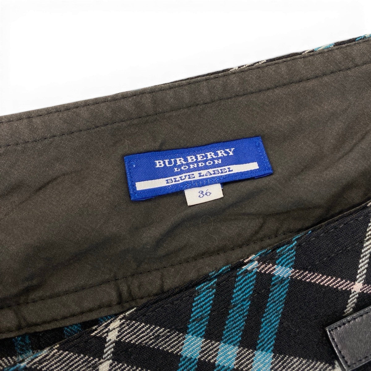 Ig9 BURBERRY LONDON BLUE LABEL バーバリーロンドン ブルーレーベル ラップスカート ミニスカート チェック柄 サイズ36 マルチカラー ウール100％ レディースo07t