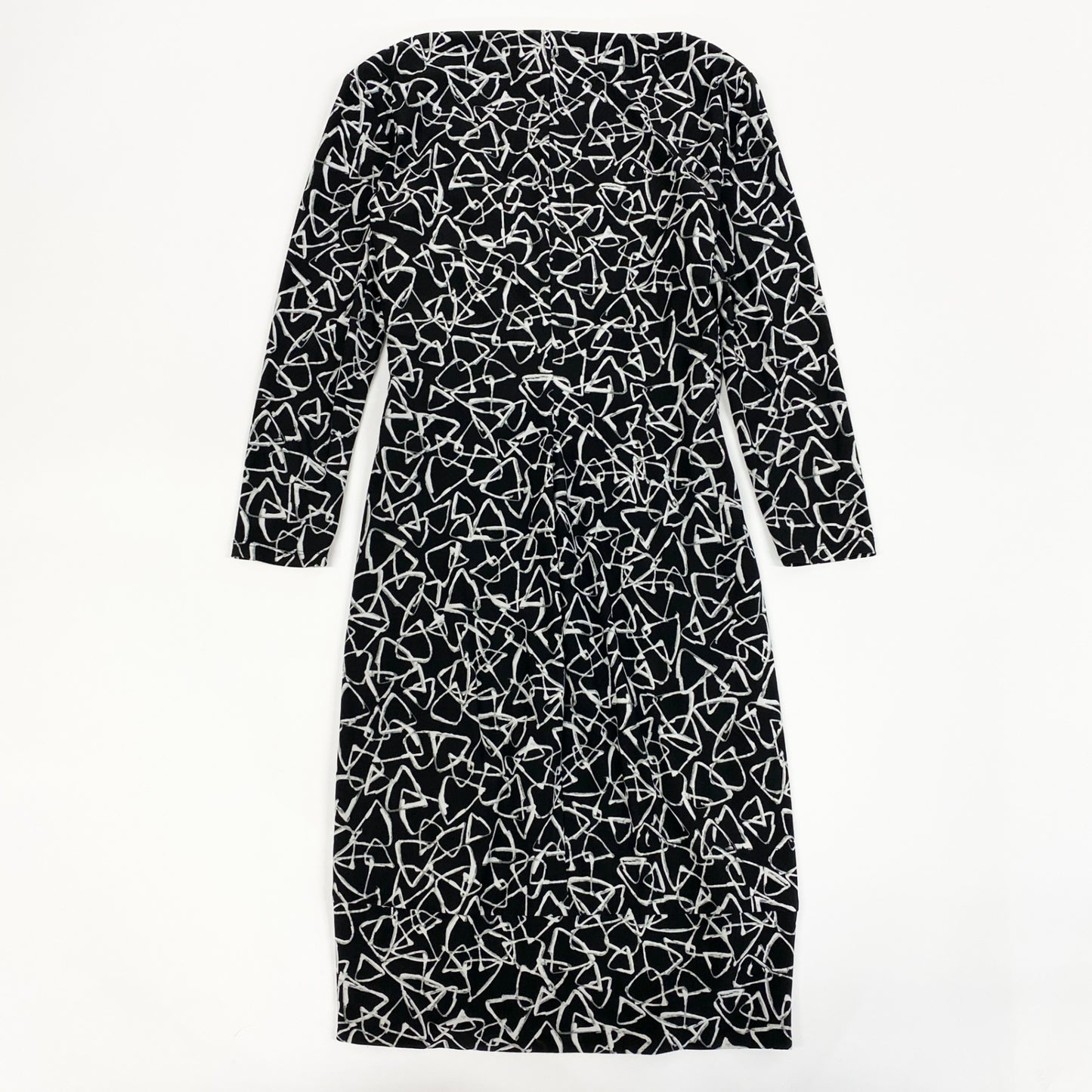 40d16 LAUREN RALPH LAUREN ローレン ラルフローレン フロントクロス ドレスワンピース タイトワンピース 総柄 ストレッチ サイズ2 ブラック レディース 女性用u02t