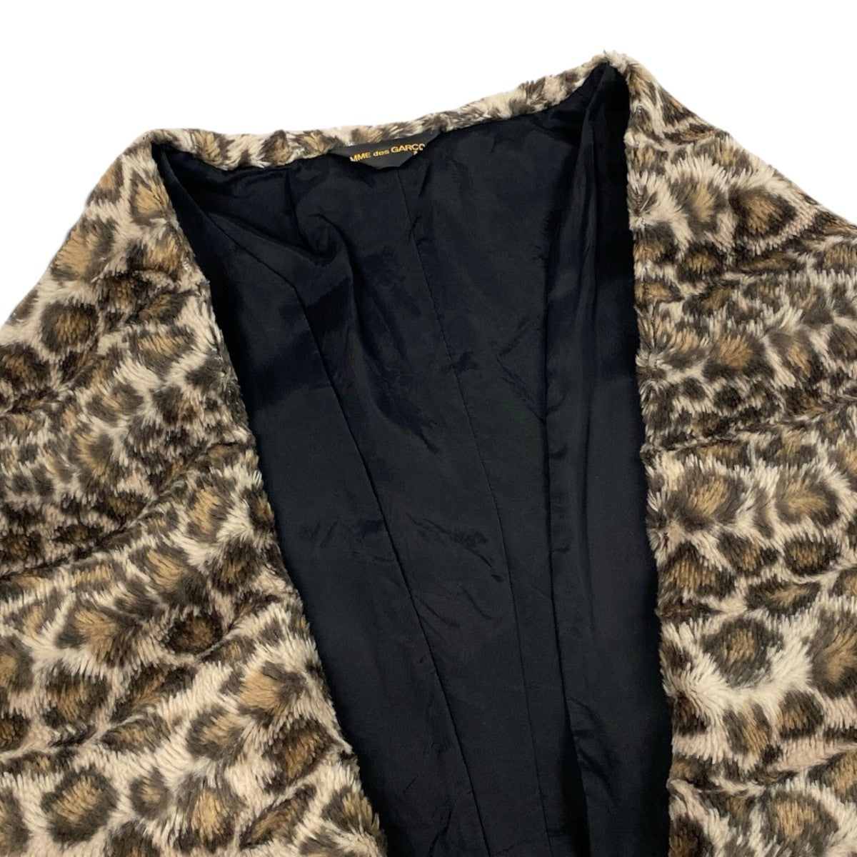 h31 COMME des GARCONS コムデギャルソン 2008年 レオパード エコファー ベスト ブラウン系 レディースu02t