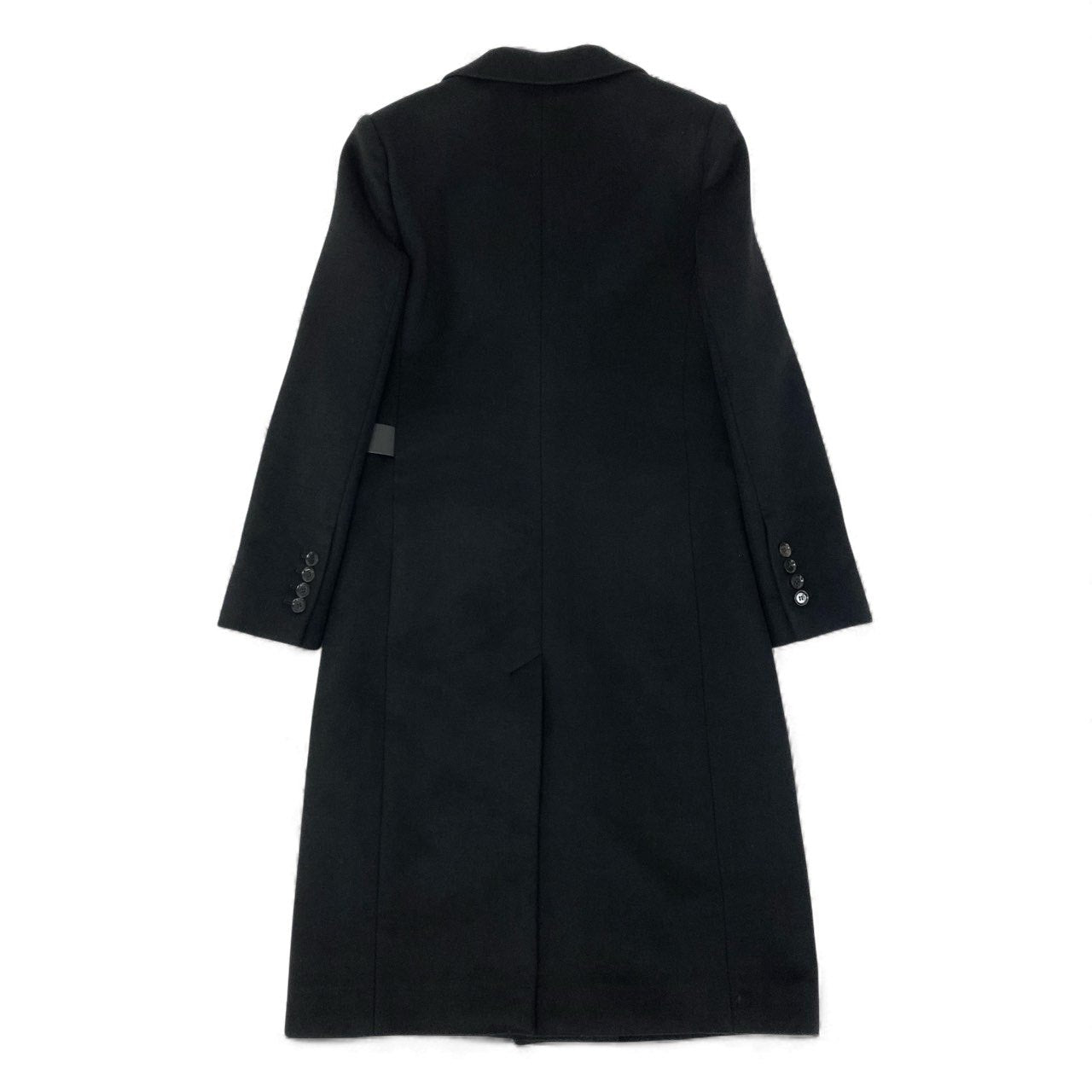 24k28《美品》 Salvatore Ferragamo サルヴァトーレフェラガモ チェスターコート ロングコート レザーベルト 38 ブラック カシミヤ100 レディース イタリア製u02t