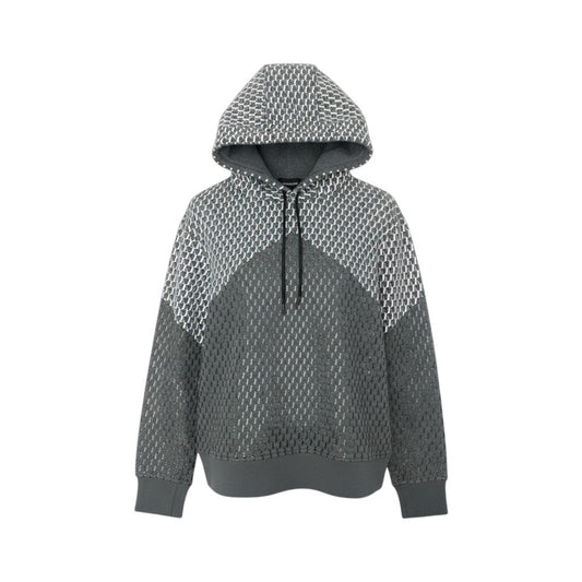 10k11 EMPORIO ARMANI エンポリオアルマーニ 総柄プリント ボンディングパーカー フードパーカー サイズXS グレー メンズ 男性用 トップスk02i