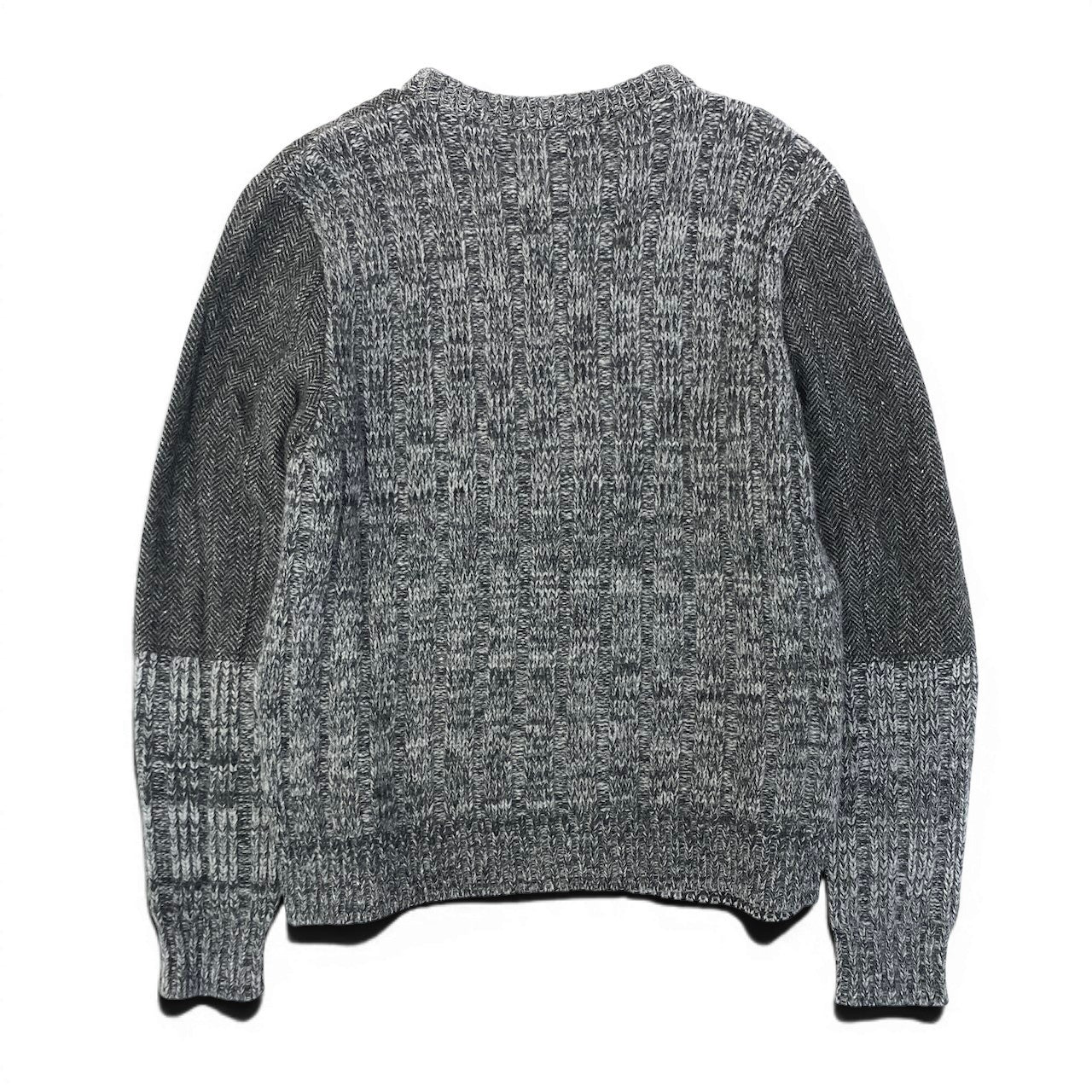 15e11 【美品】DOLCE&GABBANA ドルチェアンドガッパーナ ロングスリーブニットセーター 切替デザイン ツイード イタリア製 44サイズ グレー メンズ 男性用u02t