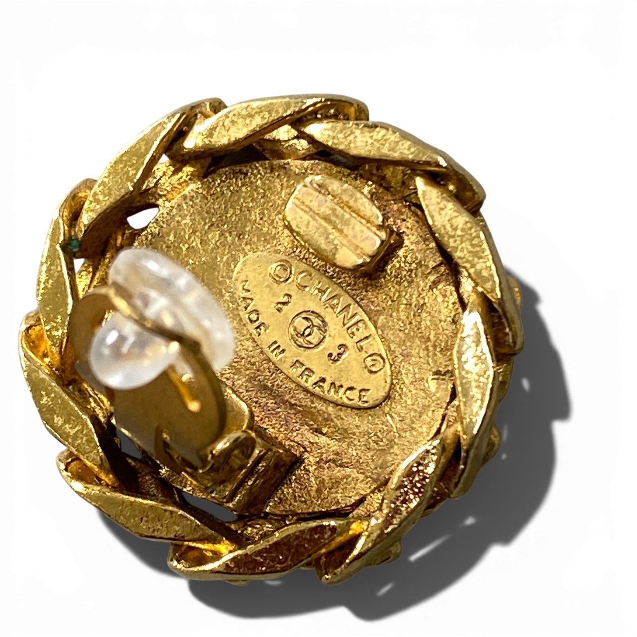 b2 Vintage CHANEL Coco Mark ココマーク Rhinestone Gold Color Earring イヤリング レディース 女性用ta1
