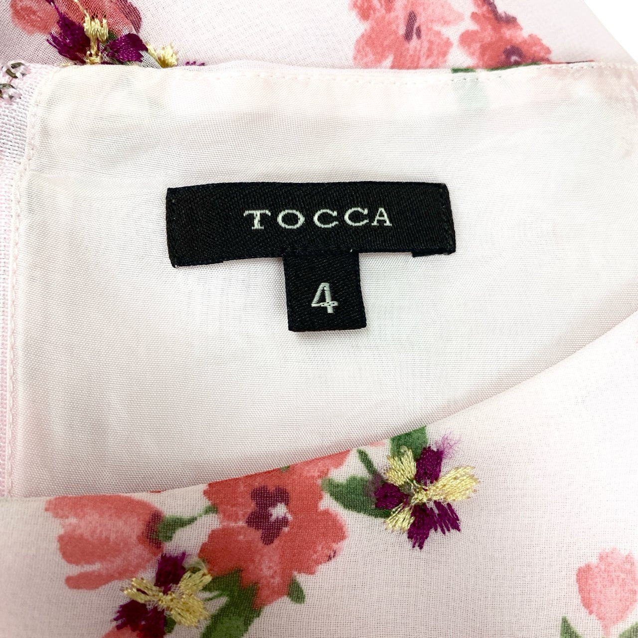 17c16 TOCCA トッカ 半袖ワンピース 花柄ワンピース ボートネック 4サイズ ピンク系 ポリエステル100％ レディース 女性用o07t
