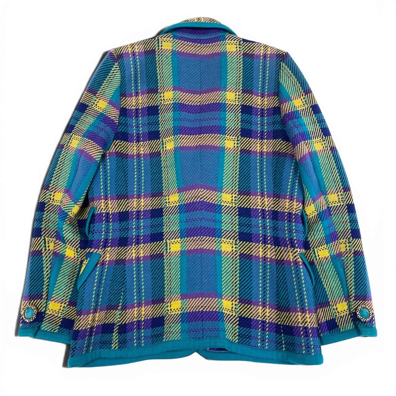 Eg6 YVES SAINT LAURENT イヴサンローラン チェック柄 テーラードジャケット サイズM マルチカラー ウール100％ レディースo07t