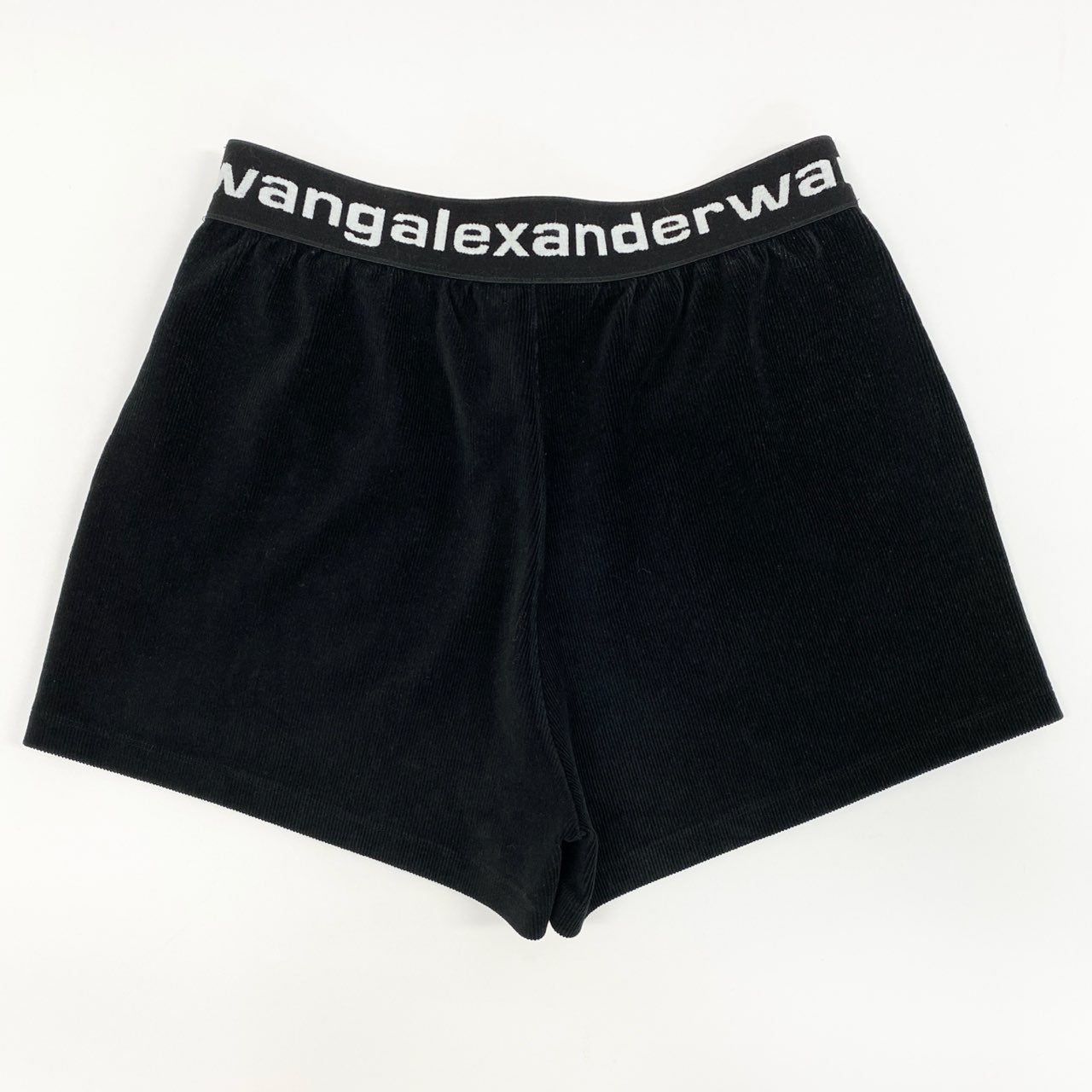 46f30 alexander wang.t アレキサンダーワン ウエストロゴプリント コーデュロイ ショートパンツ ハーフパンツ  XS ブラック レディース