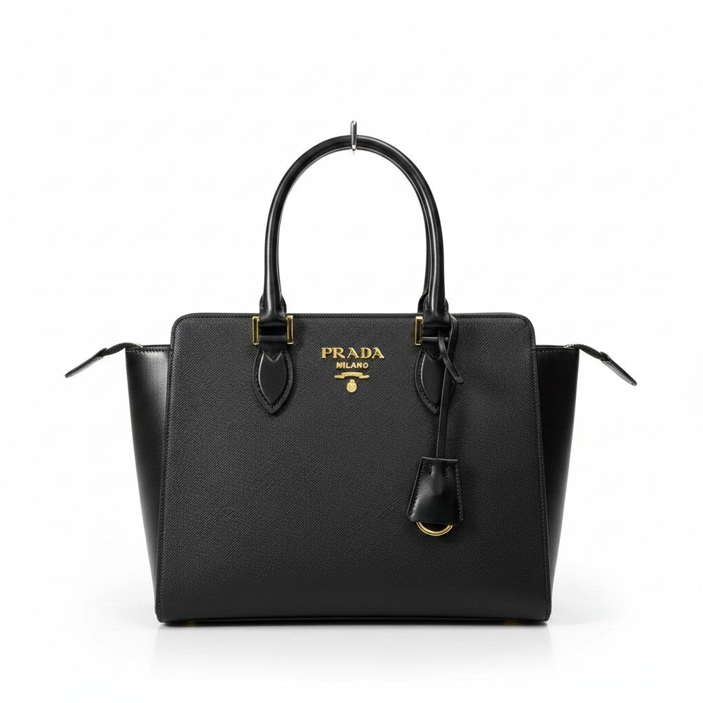 g14《極美品》 PRADA プラダ サフィアーノ 2WAY ハンドバッグ Saffiano 2Way Hand Bag 1BA113 ブラック ギャラ有t18r