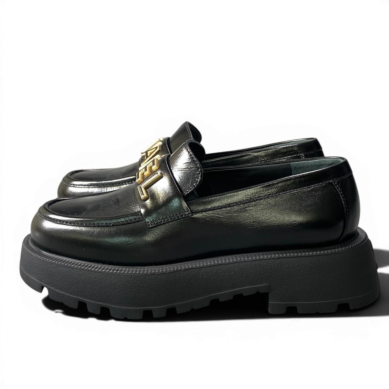 e18 CHANEL シャネル ローファー ブランドロゴ カーフスキンレザー 厚底ソール ボリューム レディース 女性用 G45788 36 ブラックu02t