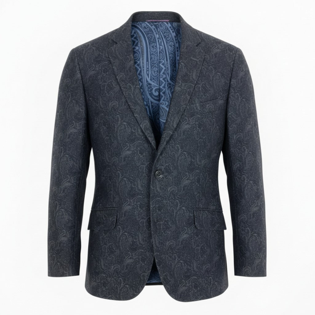 31b12 ETRO エトロ テーラードジャケット コットンウールジャケット ペイズリー柄 総柄 54サイズ ネイビー メンズ 男性用u02t