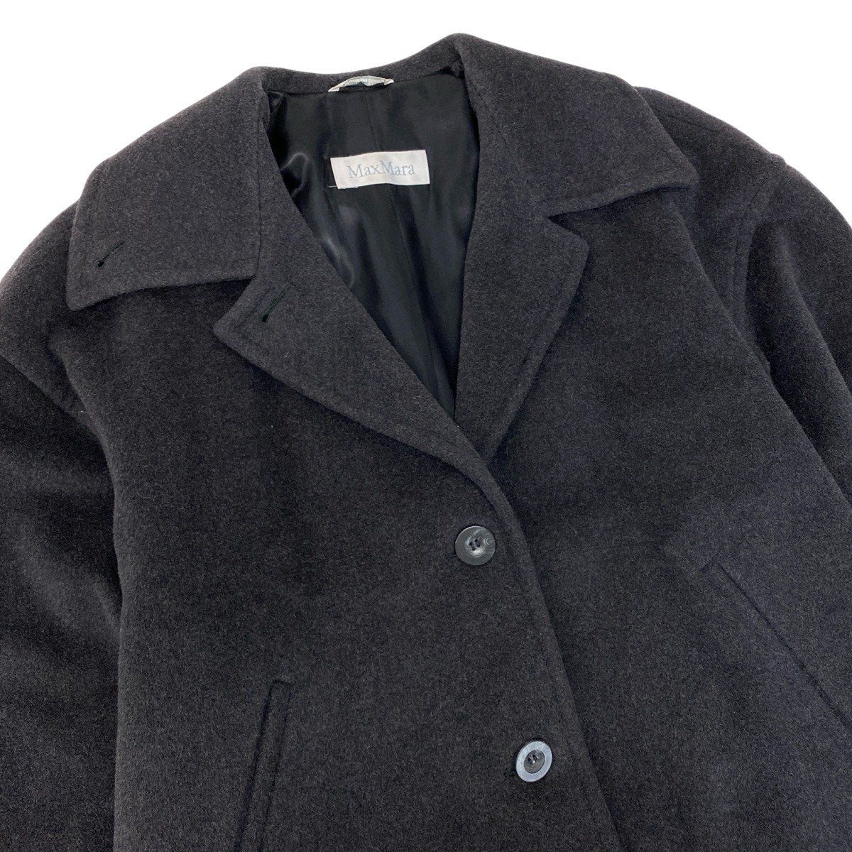 11g15 MaxMara マックスマーラ チェスターコート Aライン ウールコート サイズ38 ダークグレー レディース 女性用u02t
