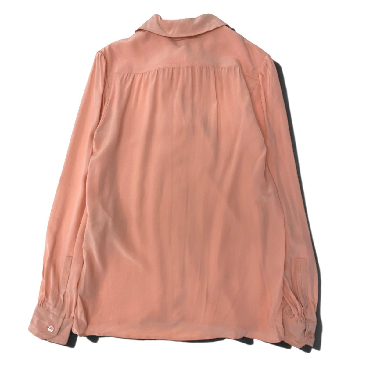 19i25 SAINTLAURENT サンローラン シルクシャツ ロングスリーブシャツ トップス イタリア製 36サイズ オレンジベージュ シルク100％ レディース 女性用u02t