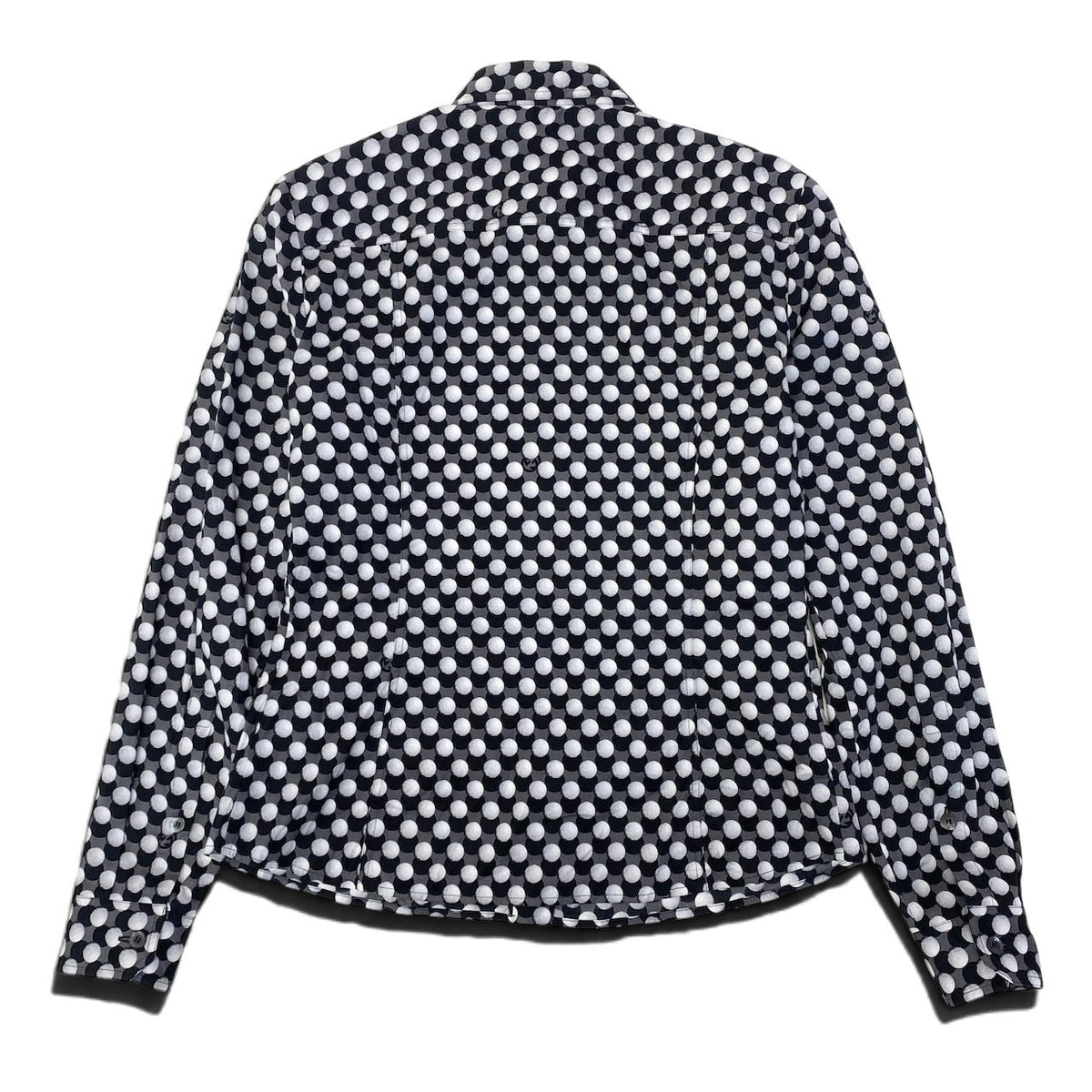 37i26 【美品】GUCCI グッチ ロングスリーブシャツ インターロッキングG ゴルフボール イタリア製 38サイズ ブラック ホワイト レディース 女性用u02t
