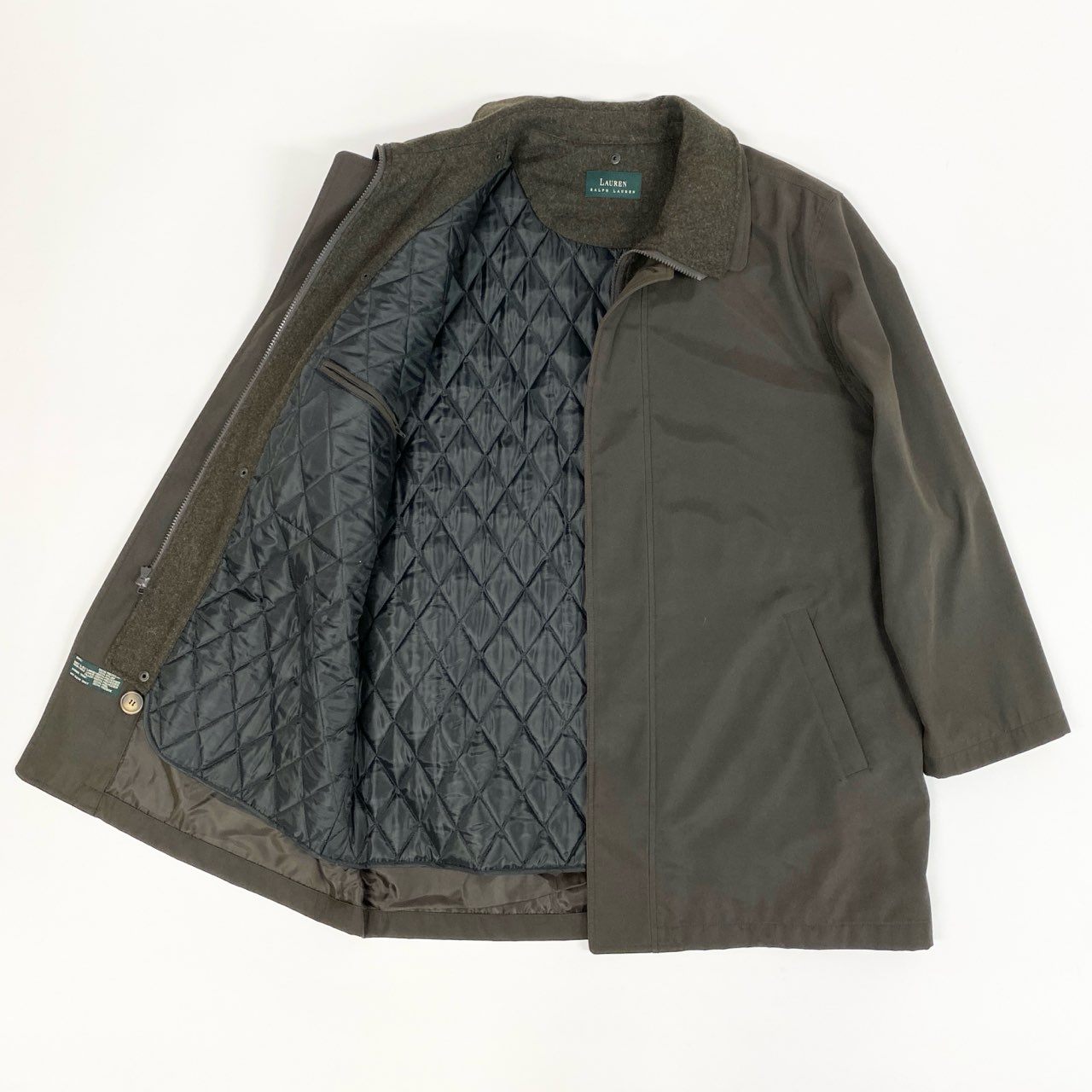 70j15《美品》 LAUREN RALPH LAUREN ローレン ラルフローレン ライナーベスト付き ジャケット 44 カーキ VINTAGE ヴィンテージ アウター キルティング 紳士服t18r