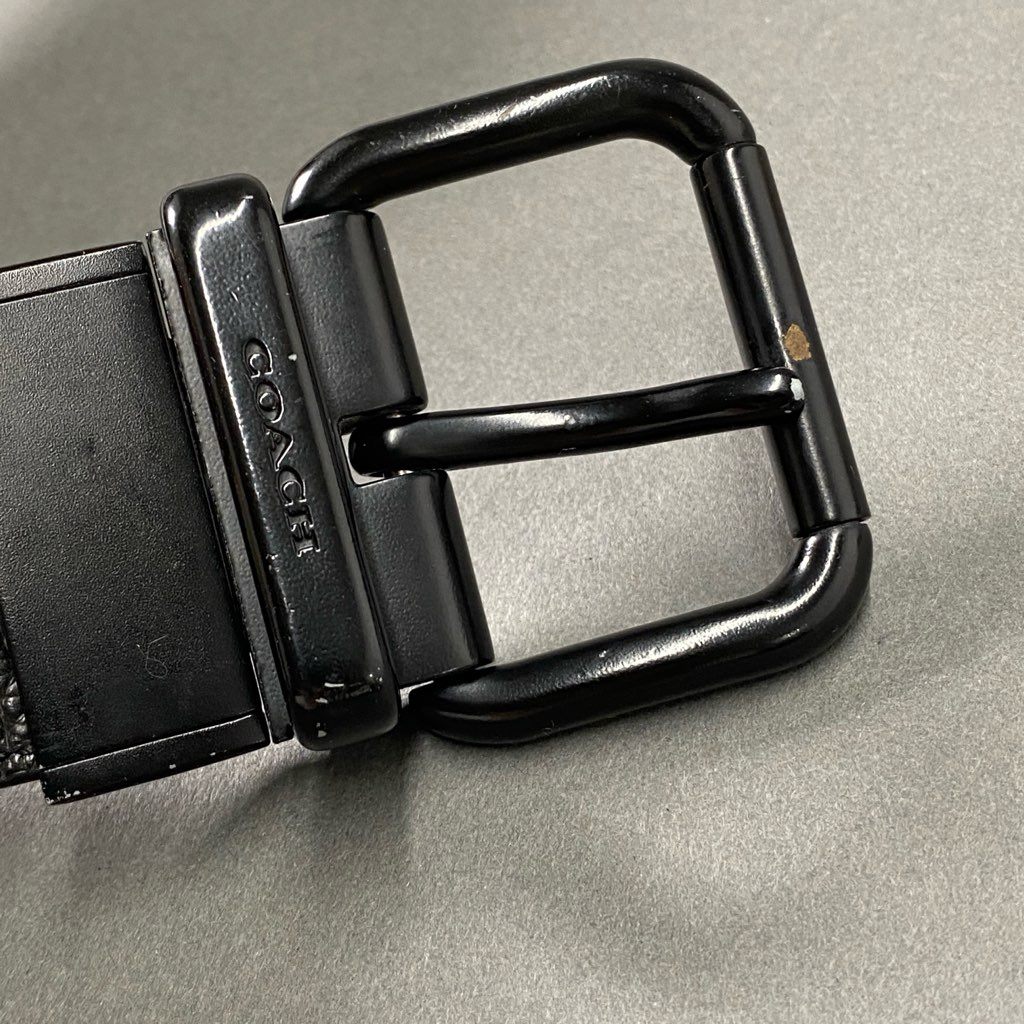 i3 COACH コーチ リバーシブル レザーベルト ブラック グリーン Leather Belt 小物