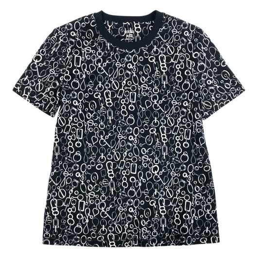 5L23 【新品保管品】HERMES エルメス 23AW Do Re Boucles T-shirt 半袖Tシャツ 総柄 3H4624DR 36サイズ ブラック コットン100％ レディースo07t