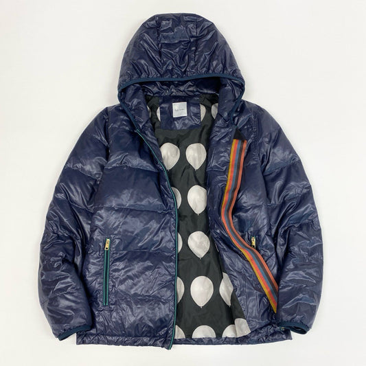 41i26 Paul Smith ポールスミス ダウンジャケット フーディージャケット アウター 裏地風船柄 L ネイビー メンズk02i
