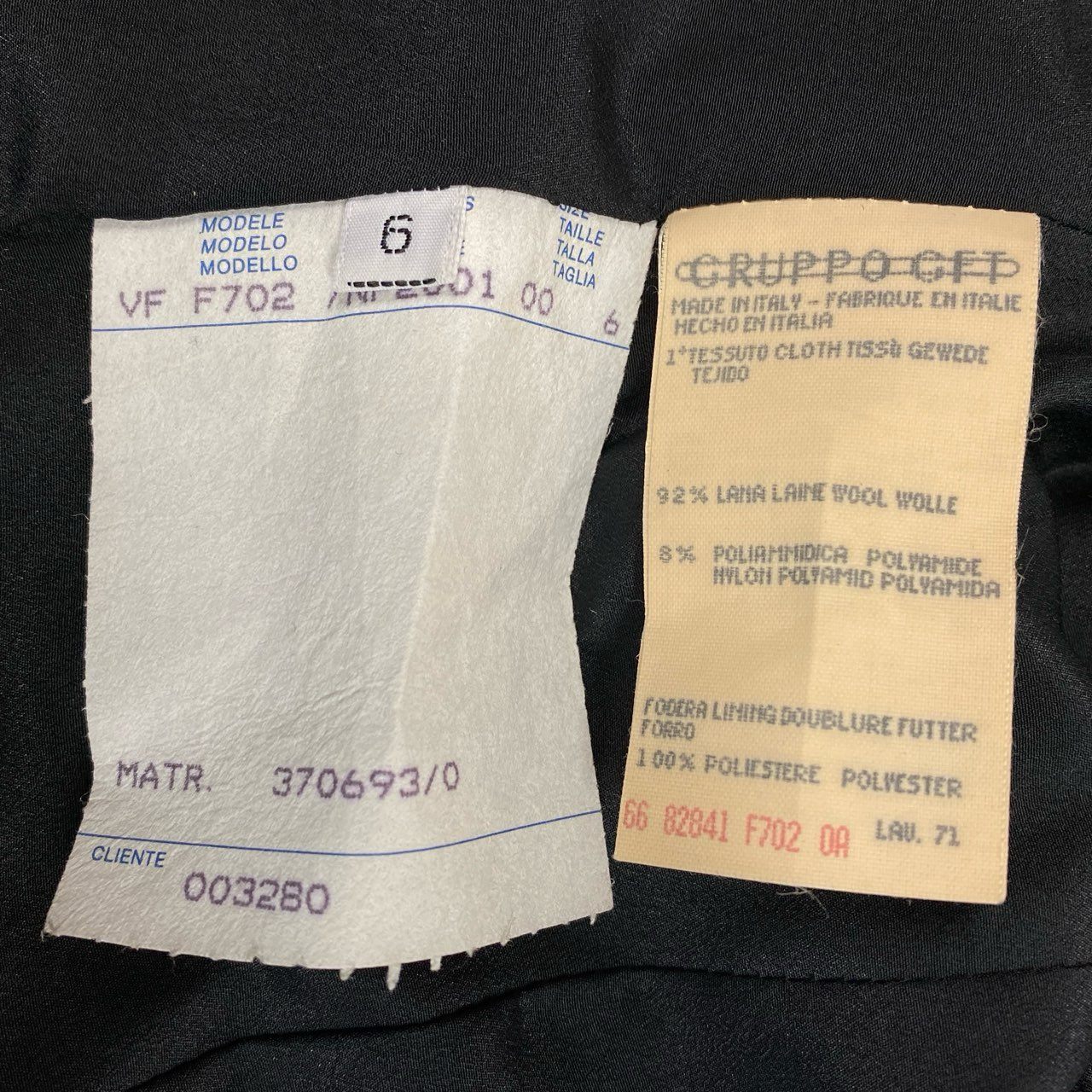 58a21 Vintage VALENTINO BOUTIQUE ヴァレンティノ ブティック チェスターコート ツイード ロングコート ヘリンボーン ウール混 レディース 女性用 サイズ6 ブラック ベージュu02t