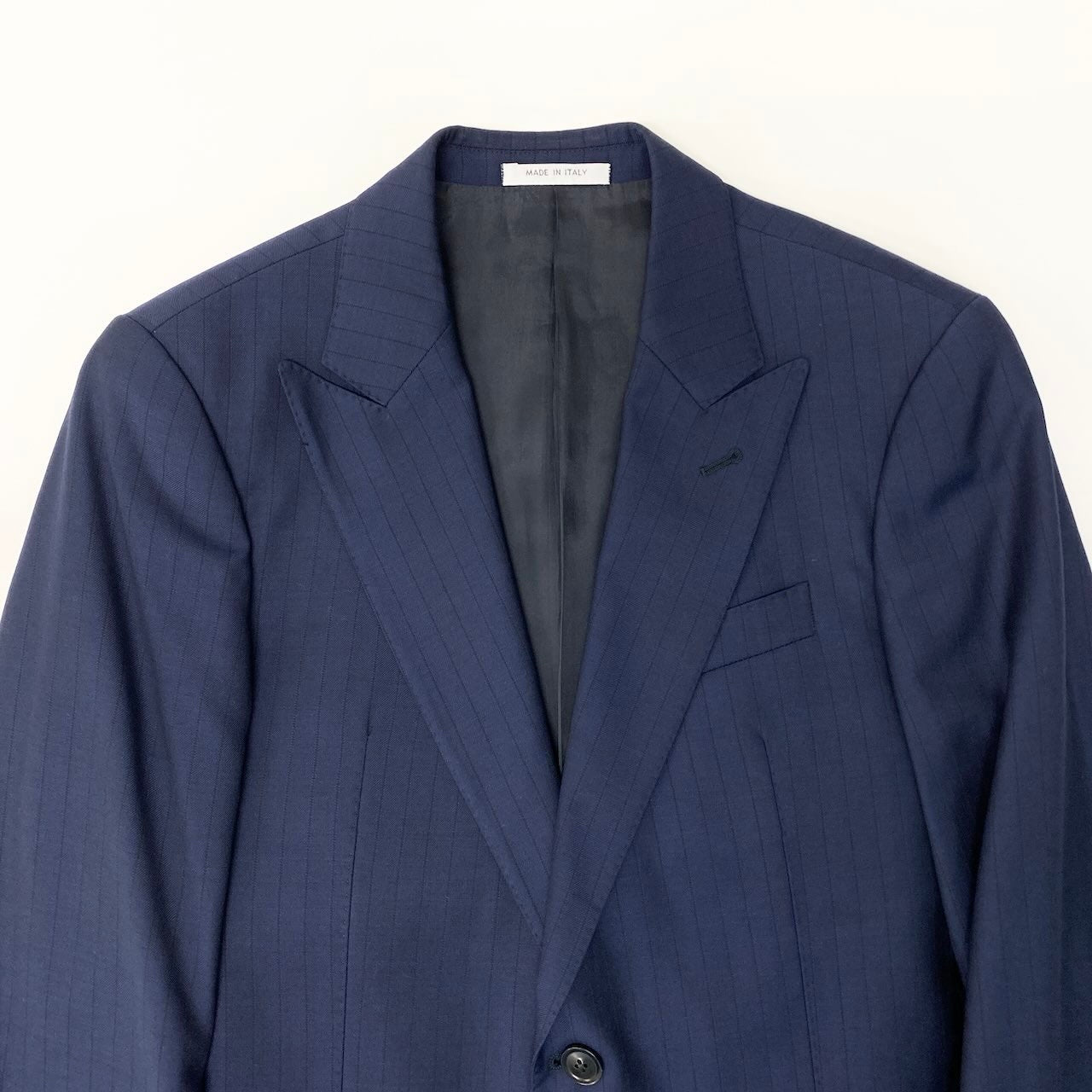 4c29 ARMANI COLLEZIONI アルマーニコレツィオーネ T LINE セットアップスーツ シングルスーツ 2B ストライプ柄 メンズ 紳士服 ビジネス フォーマル イタリア製 48 ネイビー ウール100％u02t