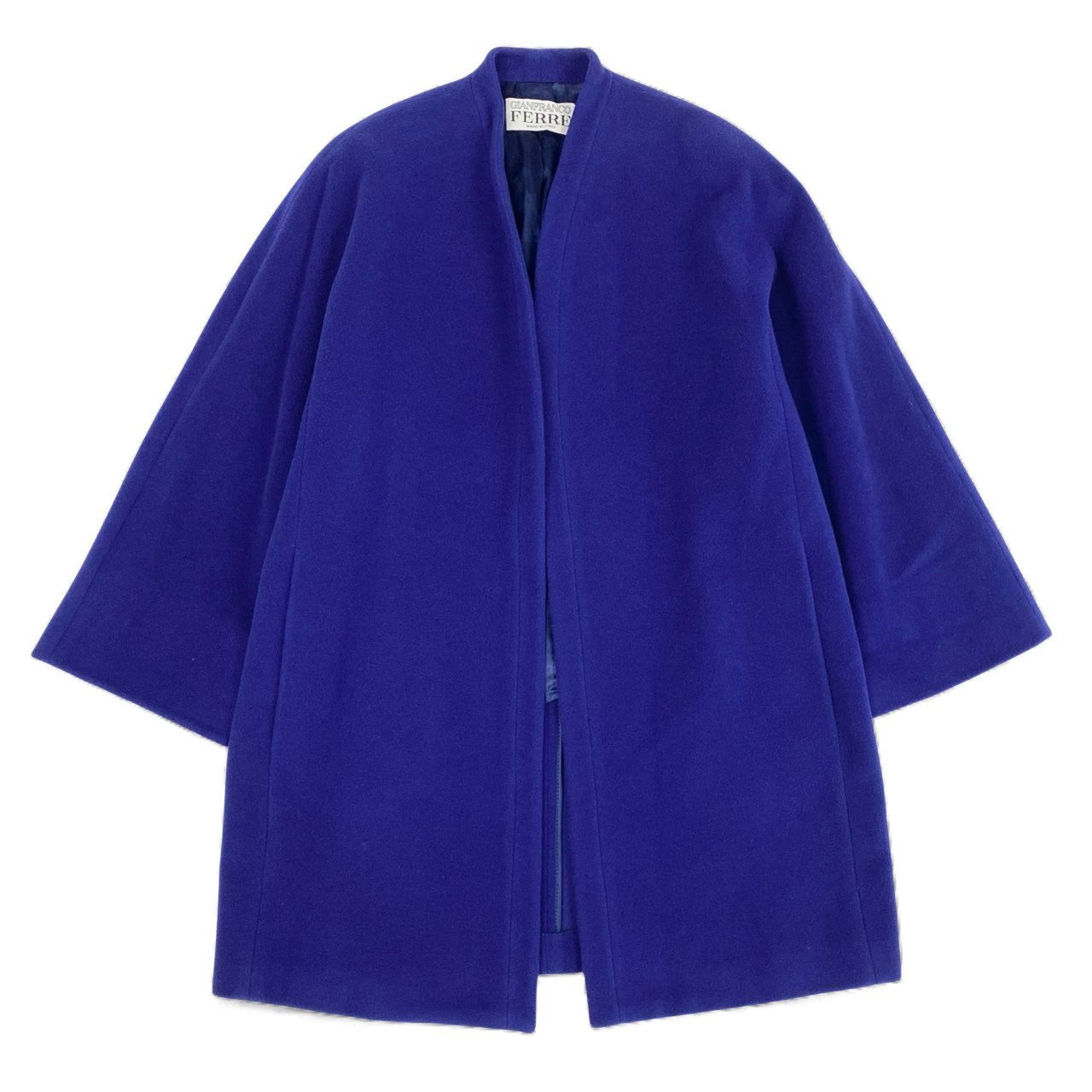 59L15 Vintage GIANFRANCO FERRE ジャンフランコフェレ ロングコート ガウンコート ボタンレス 40 パープル ウール レディース 女性用 イタリア製u02t