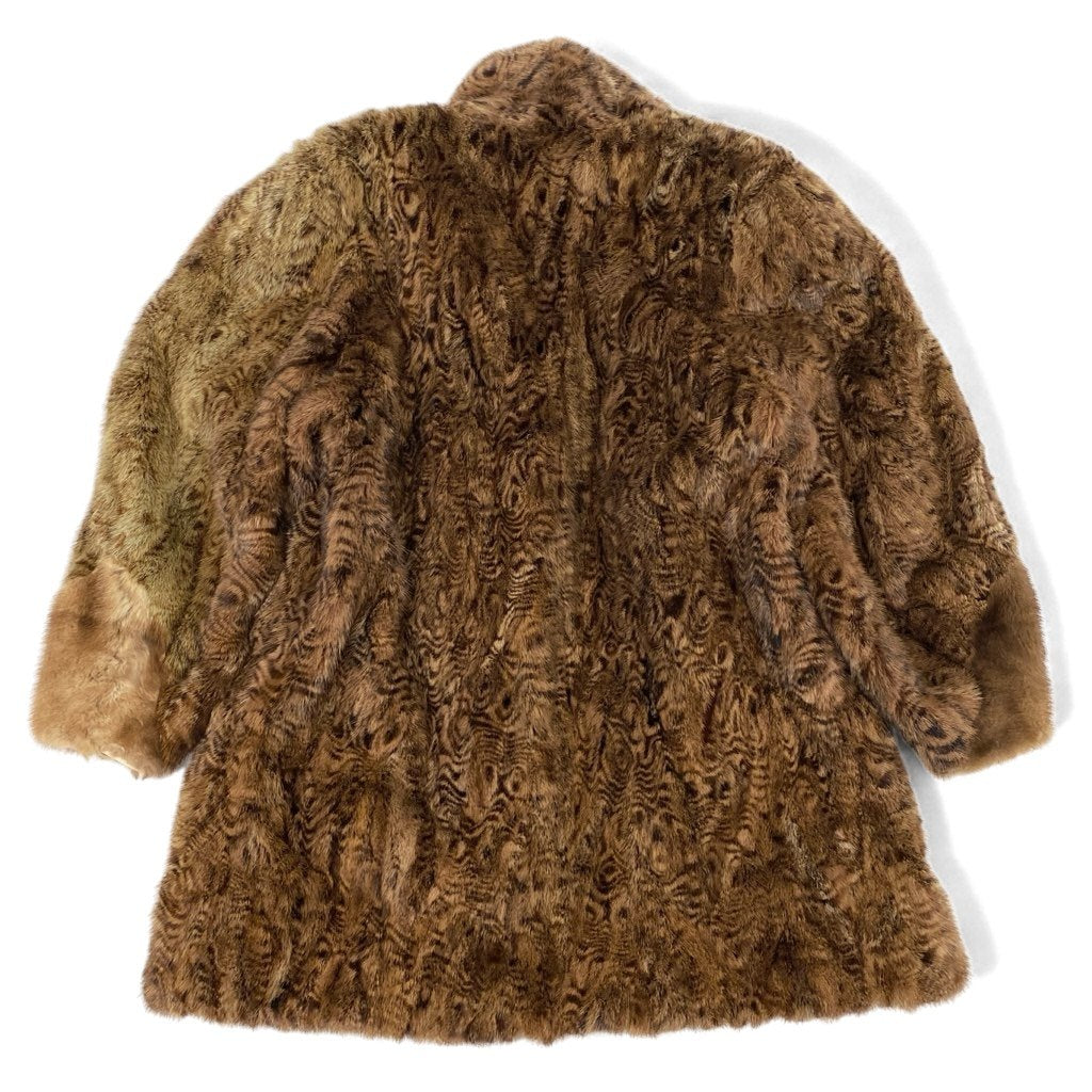 25L15 パステルミンク 総柄 ロングコート サイズF ブラウン 本毛皮 MINK FUR 希少デザインt18r