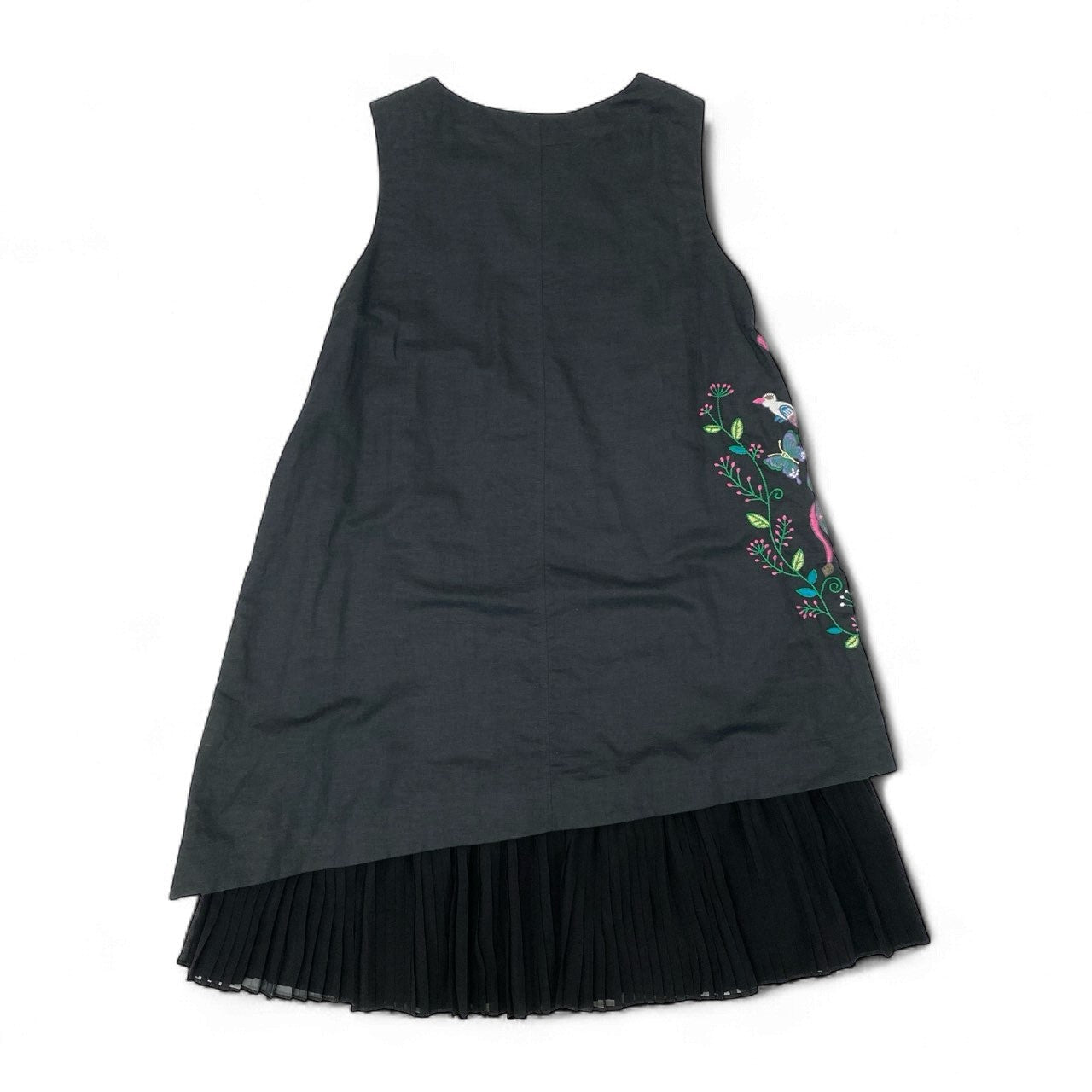 18k20 TOKUKO 1er VOL トクコプルミエヴォル レイヤード ロングワンピース プリーツ切替 アニマル刺繍 コットンリネン レディース 女性用 9 ブラックu02t