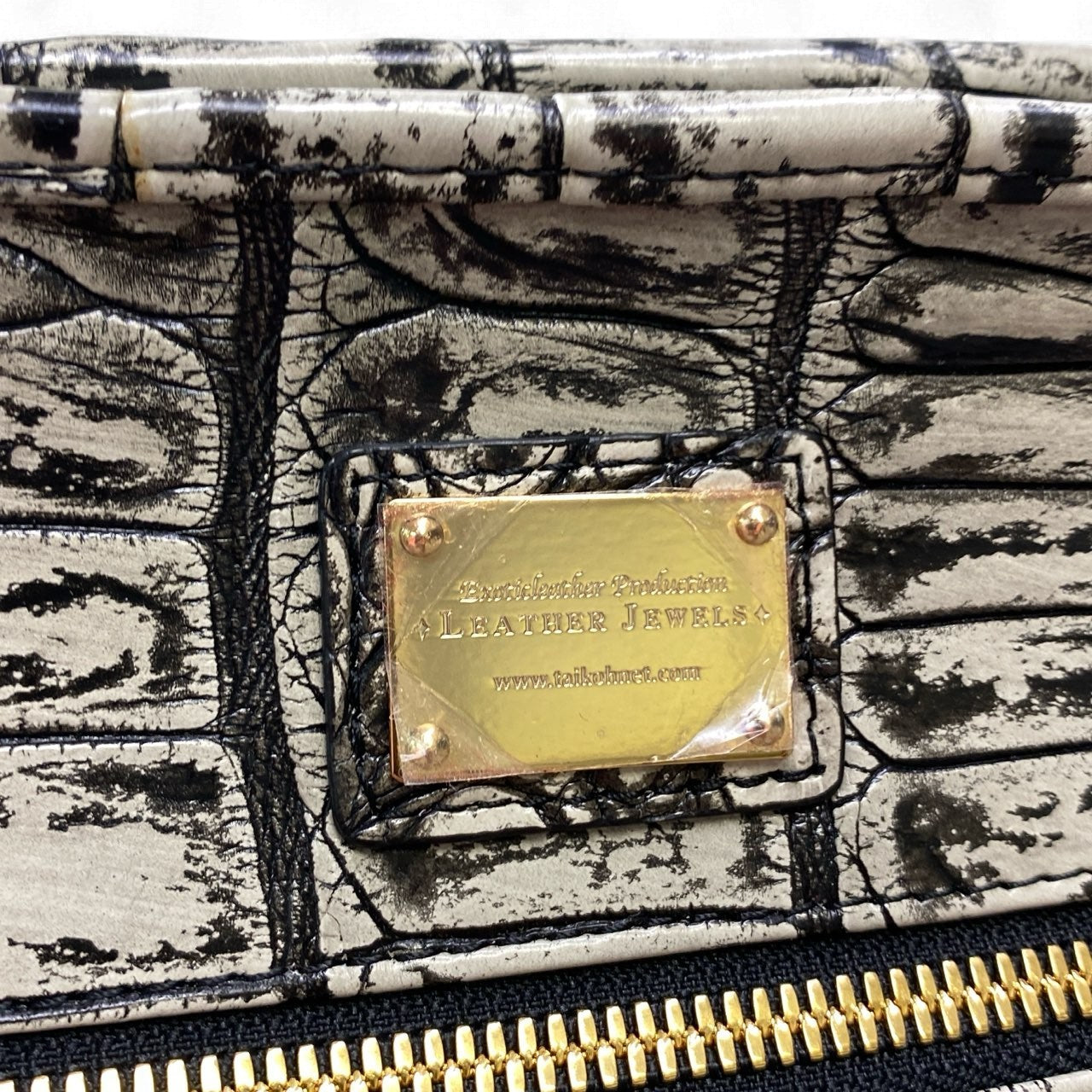 ak18【未使用】JRA認定 LEATHER JUWELS Crystal Reptiles レザージュエルズ  ホワイトアンティーク クロコダイルレザー 2way ハンドバッグ ショルダーバッグ レディース 女性用 鞄k02i