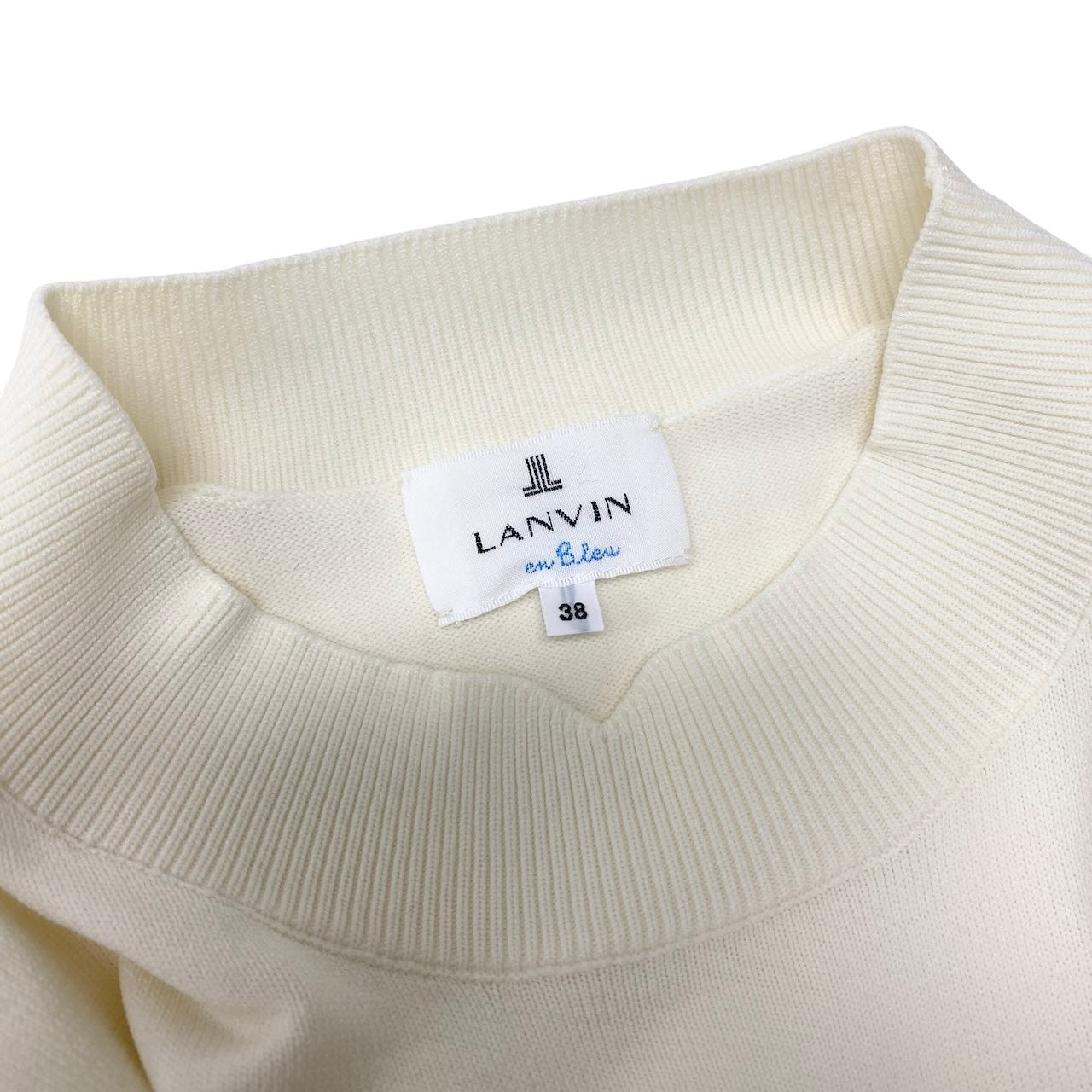 Ef8 LANVIN en Bleu ランバンオンブルー チュールプリーツコンビ ニットワンピース ドッキングワンピース 3506316 サイズ38 ホワイト レディース 女性用u02t