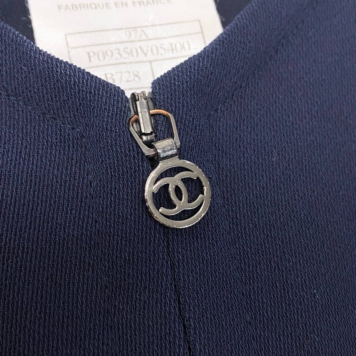 Cg9 CHANEL 1997年 ココマーク ドレス ワンピース フランス製 P09350 36サイズ ネイビー ウール100％ レディース 女性用ta1