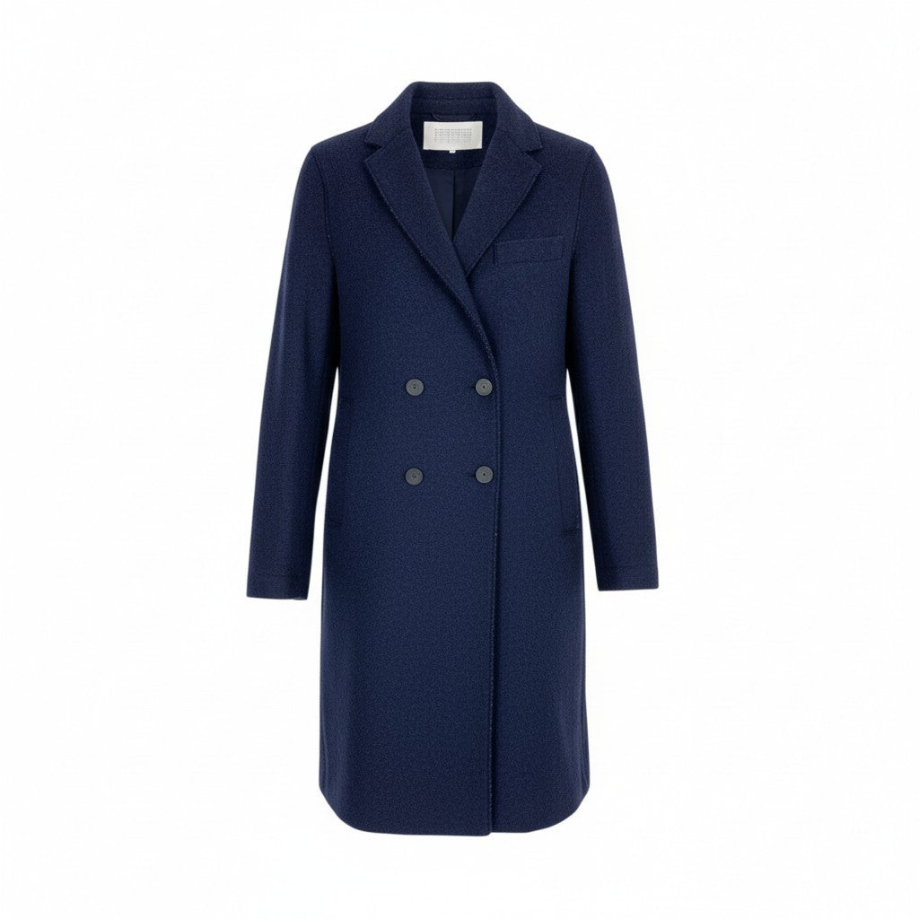 12L15 HARRIS WHARF LONDON ハリスワーフロンドン チェスターコート ロングコート アウター ダブルブレスト 40 ネイビー ウール レディースk02i