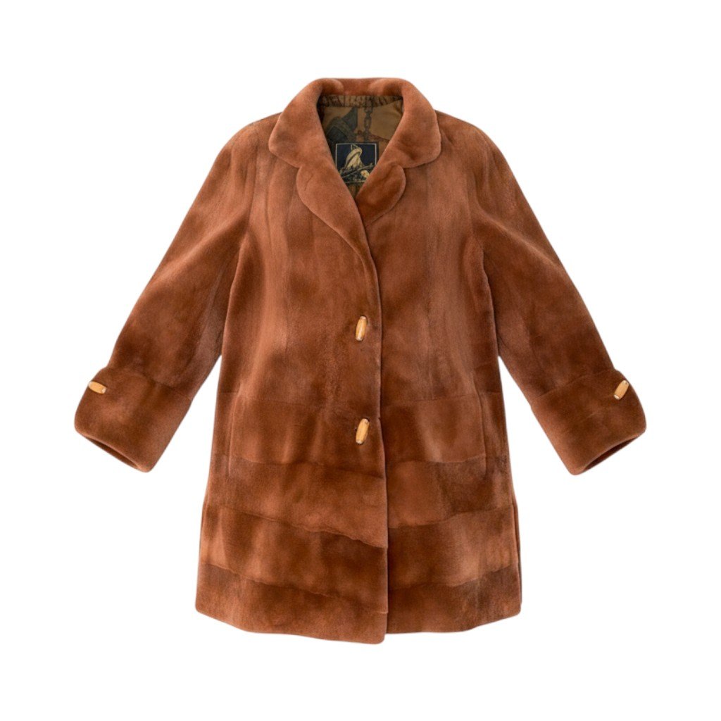 93h8 EMBA エンバ シェアードミンク ファーコート Junko Yamamoto サイズM オレンジ 本毛皮 Mink Fur Coatt18r