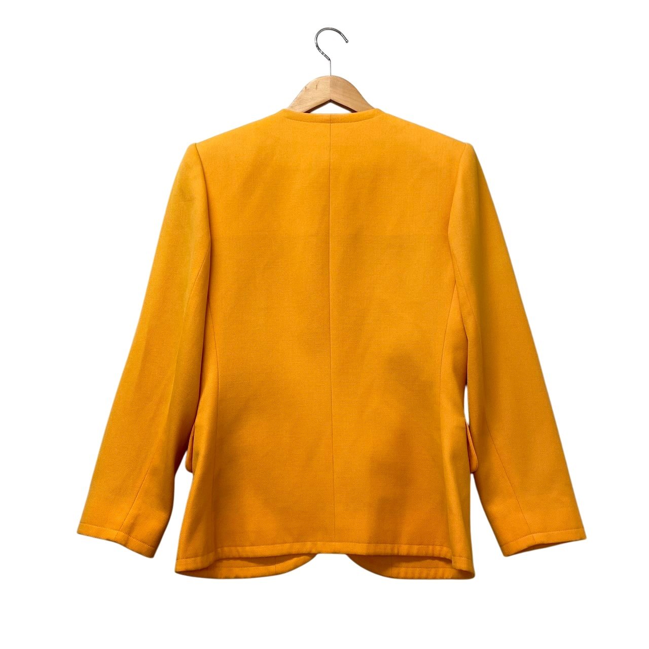 14g5 YVES SAINT LAURENT イヴサンローラン ノーカラージャケット ウールジャケット サイズ36 イエロー レディース 女性用u02t