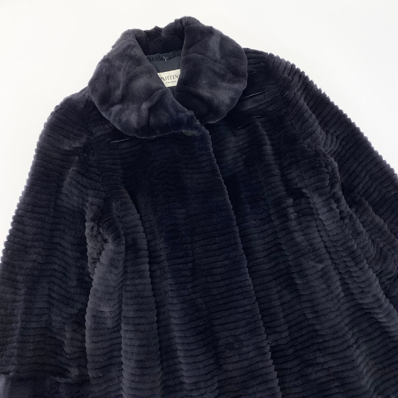 70c4 PARTINA パルティナ シェアード 染めミンク ロングコート サイズF ブラック 本毛皮 Mink Fur Long Coatt18r